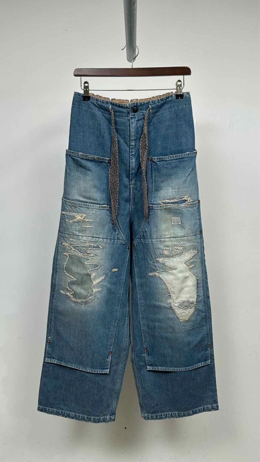 Kapital Kountry Kapital Distressed Double-Knee Baggy Jeans Size US 33 - 1 Thumbnail