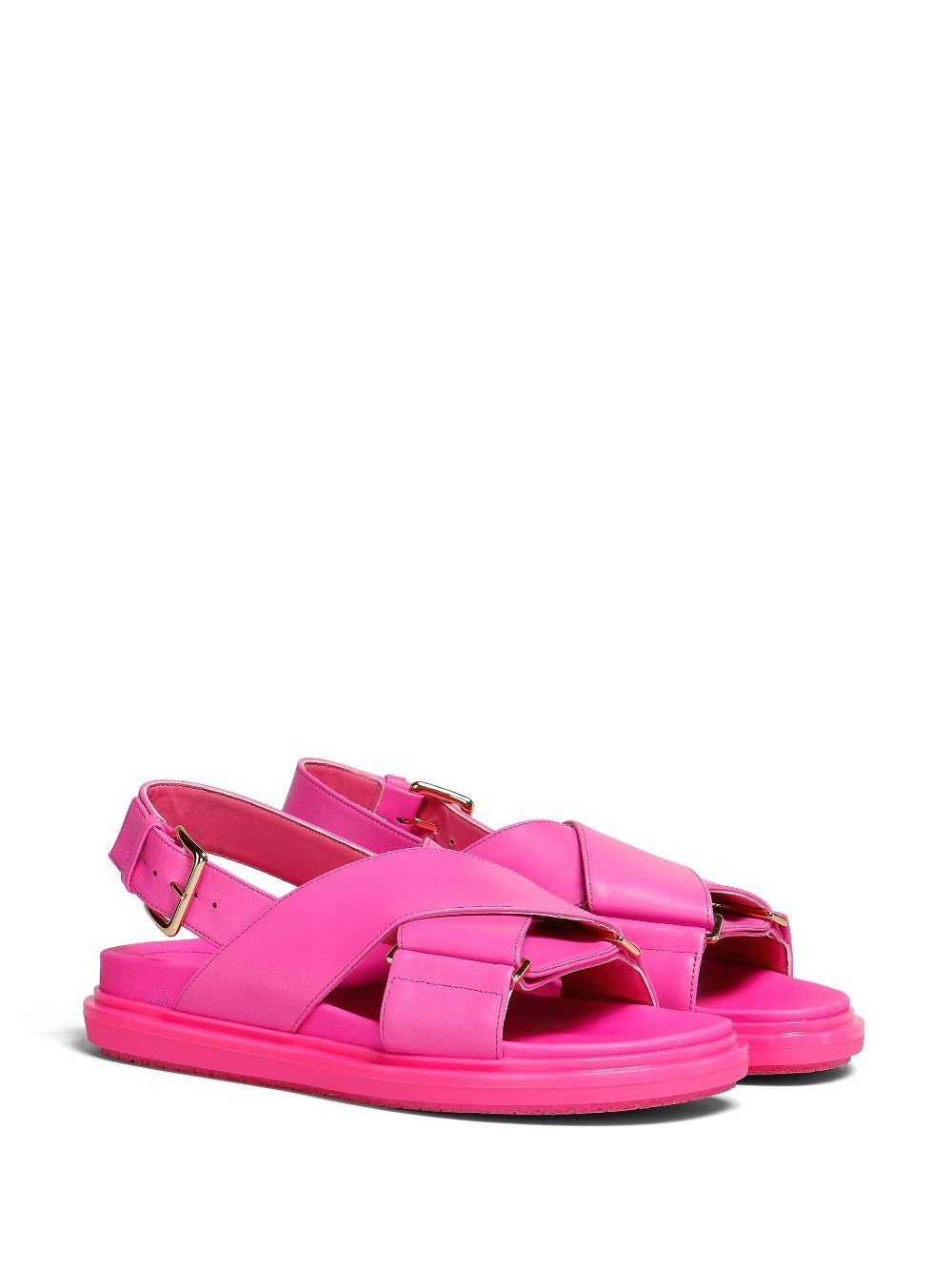 Marni o1w1db10125 Fussbet Leather Sandals in Fuchsia Size US 5 / IT 35 - 2 Thumbnail