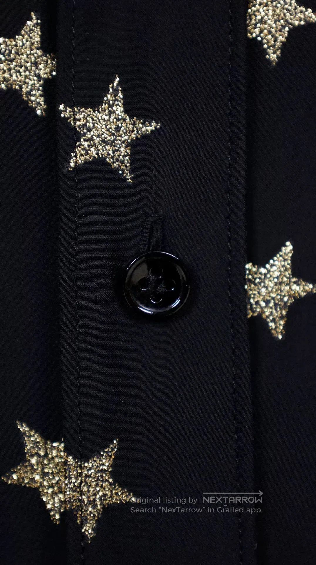 Saint Laurent Paris YSL Black Silk Gold Star Shirt. Size XS / US 0-2 / IT 36-38 - 6 Thumbnail