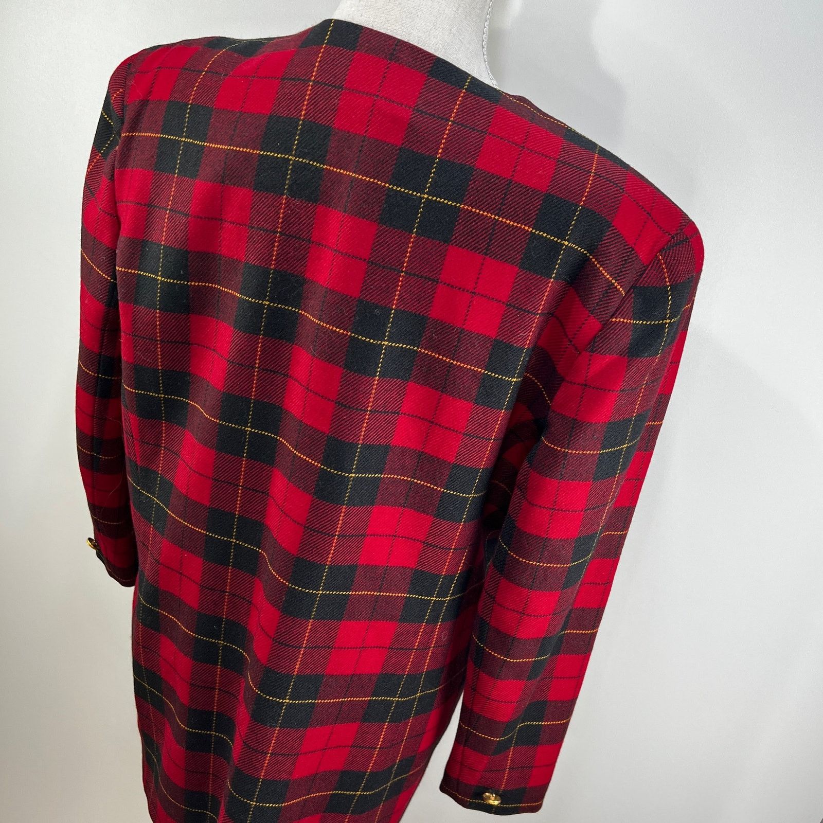 Vintage Vintage Wool Plaid Blazer Red Jones New York Christmas Size XL / US 12-14 / IT 48-50 - 7 Thumbnail