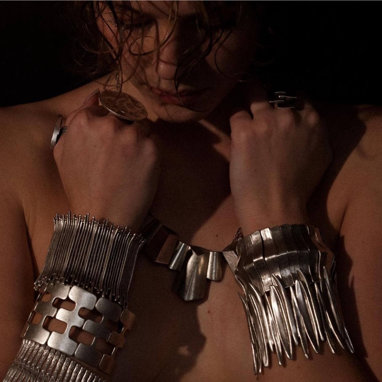 Other Brutalist Sculptural Metal Bracelet – Avant-Garde Jewelry Size ONE SIZE - 2 Thumbnail