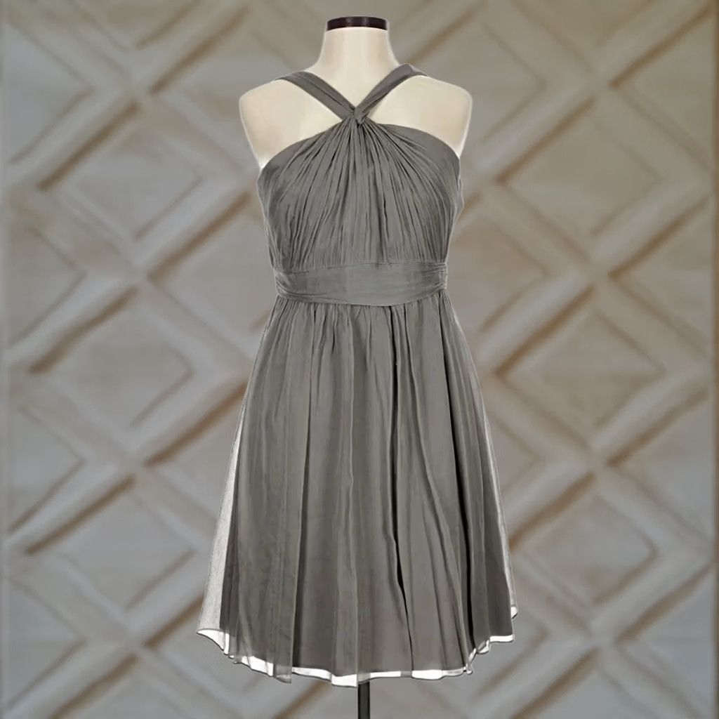 J.Crew J.Crew Silk Pleated Halter Cocktail A-Line Mini Dress Womens 6 Charcoal Gray Silk Pleated Halter Dress Women 6 Gray Size M / US 6-8 / IT 42-44 - 1 Thumbnail