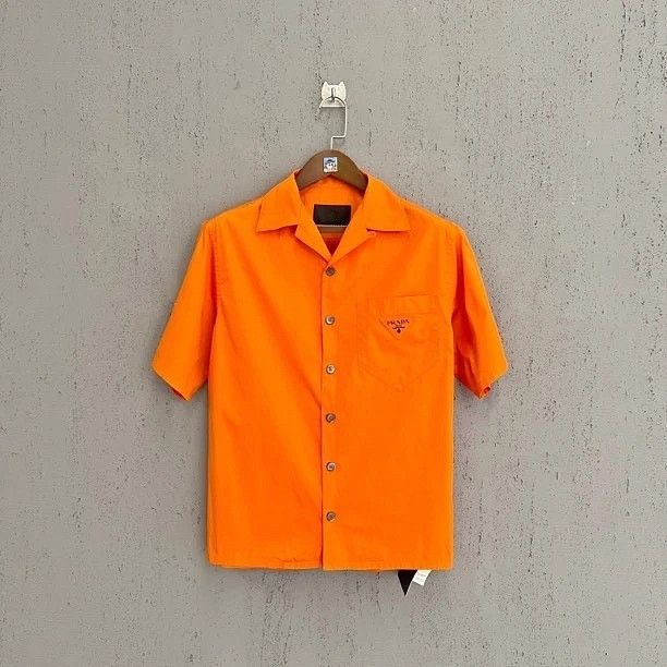 Prada Prada Orange Short Sleeve Shirt Size S Size US S / EU 44-46 / 1 - 1 Thumbnail