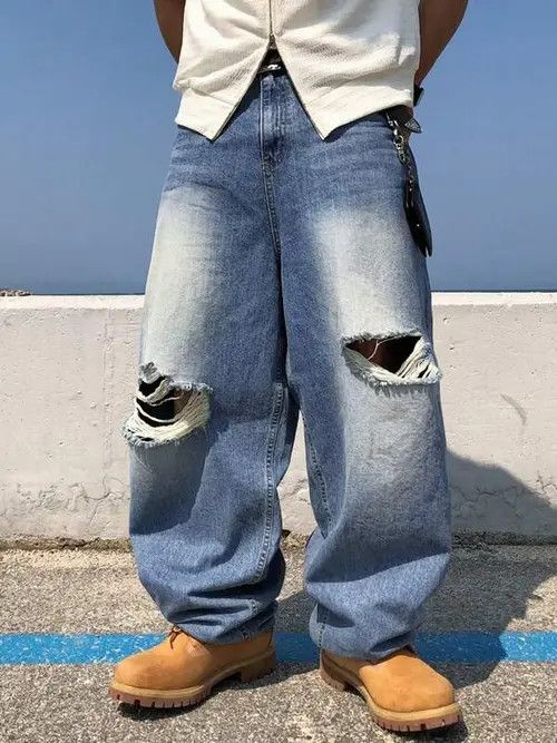 Jean Washed Y2K ripped 90s denim jeans Size US 32 / EU 48 - 3 Thumbnail