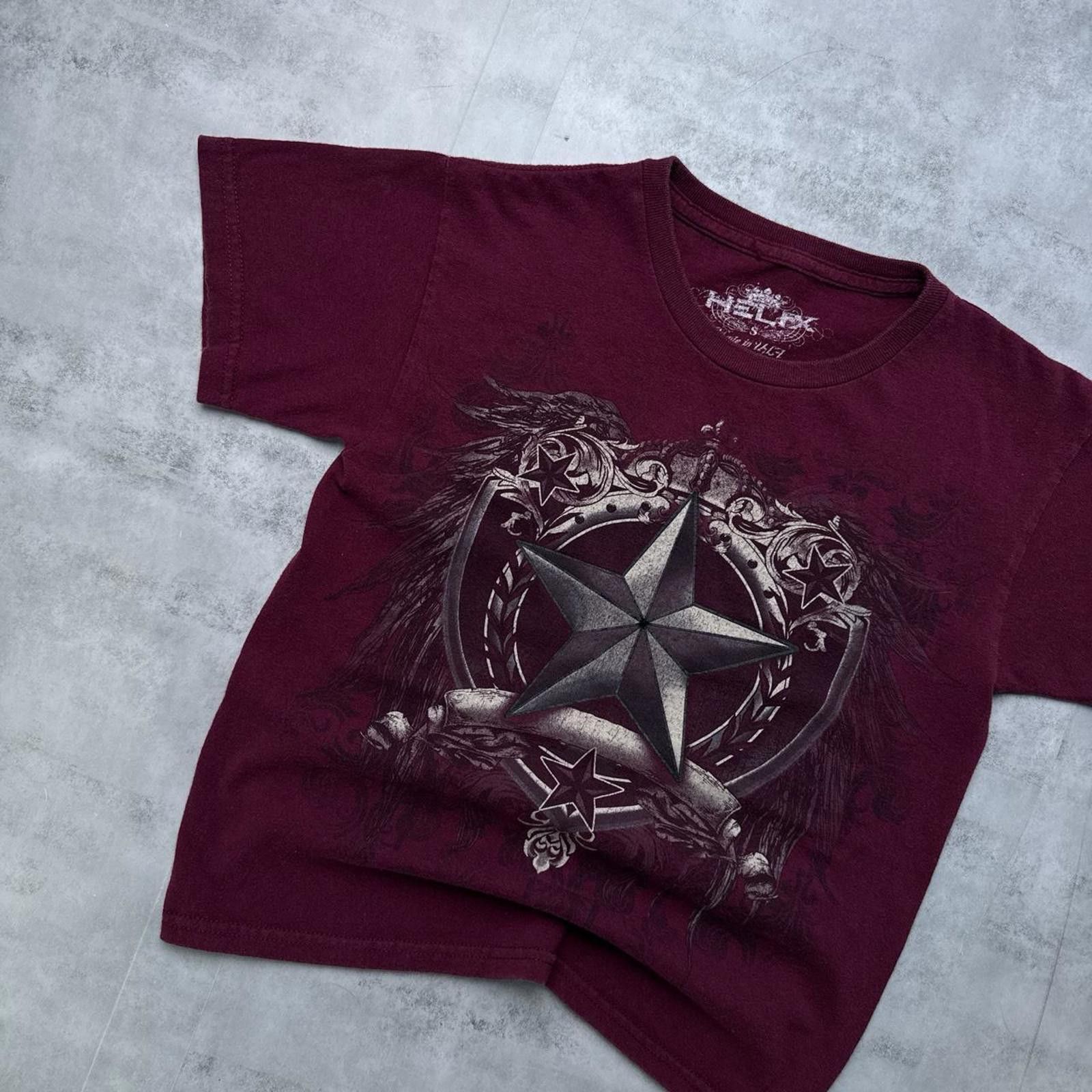 DOUBLE HELIX Y2K Helix 00s burgundy grunge t shirt Size S / US 4 / IT 40 - 4 Thumbnail