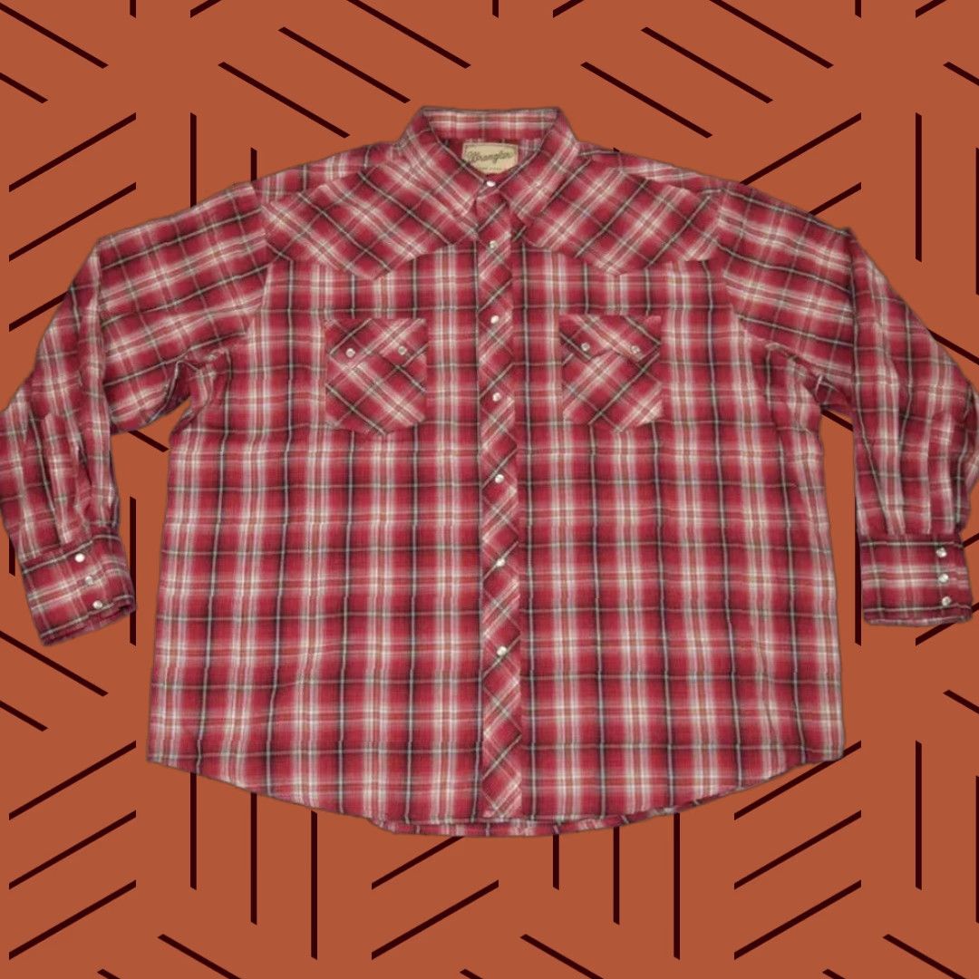 Wrangler WRANGLER WESTERN PEARL SNAP SHIRT MENS 2XL RED CHECK COTTON BUTTON-UP COTTON PLAID BIG POCKETED EUC Casual Western Theme Cowboy Size US XXL / EU 58 / 5 - 1 Thumbnail