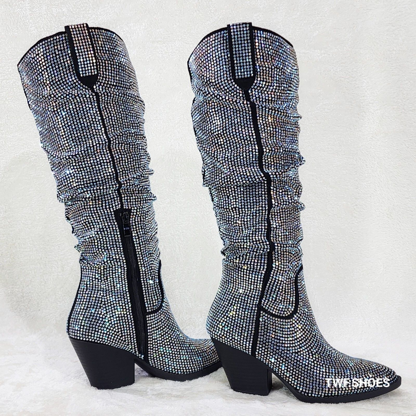 Other Angel Rider Iridescent Rhinestones Glam Western Cowgirl Slou Size US 10 / IT 40 - 3 Thumbnail