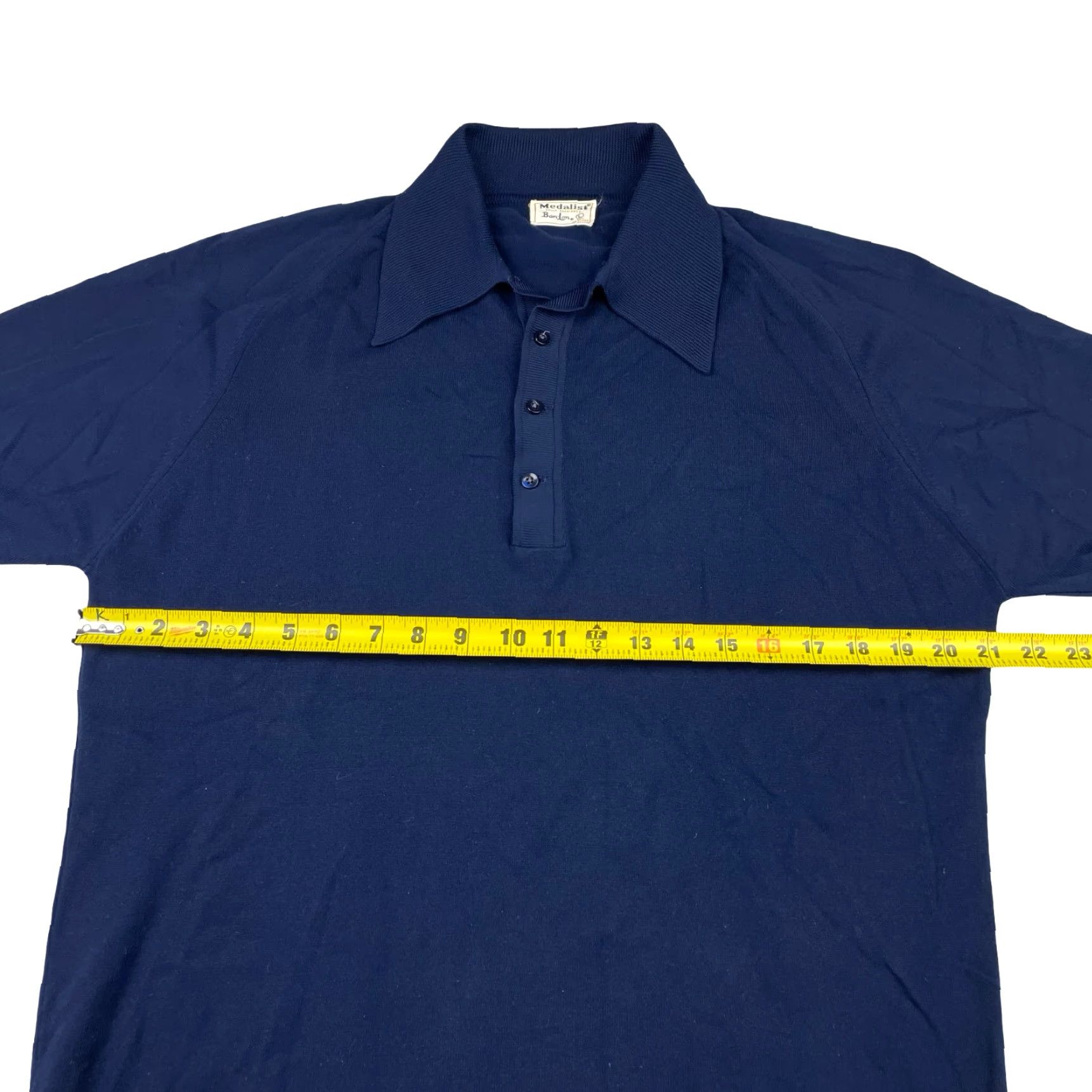 Vintage VINTAGE Medalist Ban-Lon Knit Polo Shirt/Sweater Navy Blue Large Mens Short Sleeve Pullover 60's Size US L / EU 52-54 / 3 - 6 Thumbnail