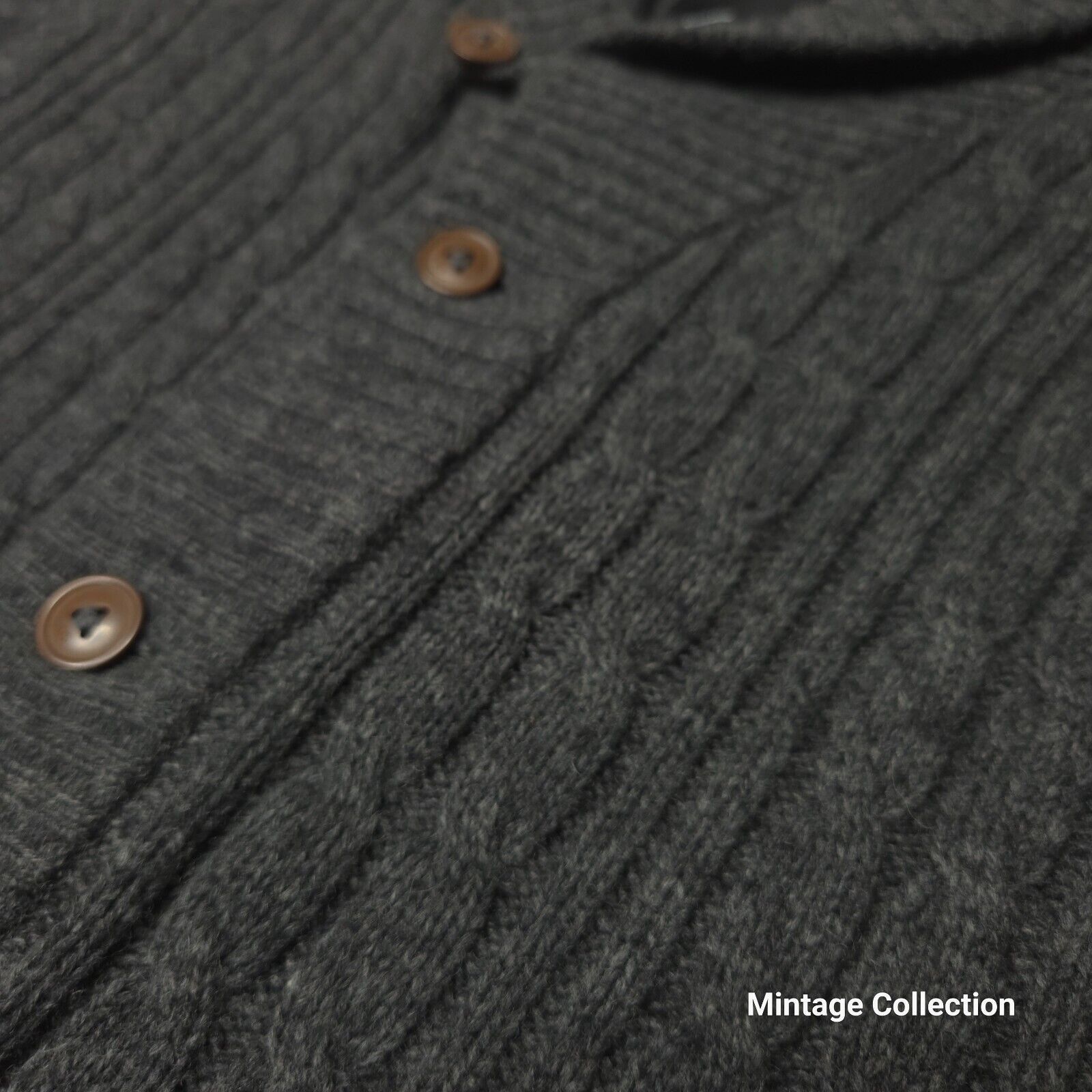 G-Star GSTAR CORRECT LINE GRAY WOOL BORRE SHAWL CARDIGAN CABLE KNIT Size US M / EU 48-50 / 2 - 5 Thumbnail