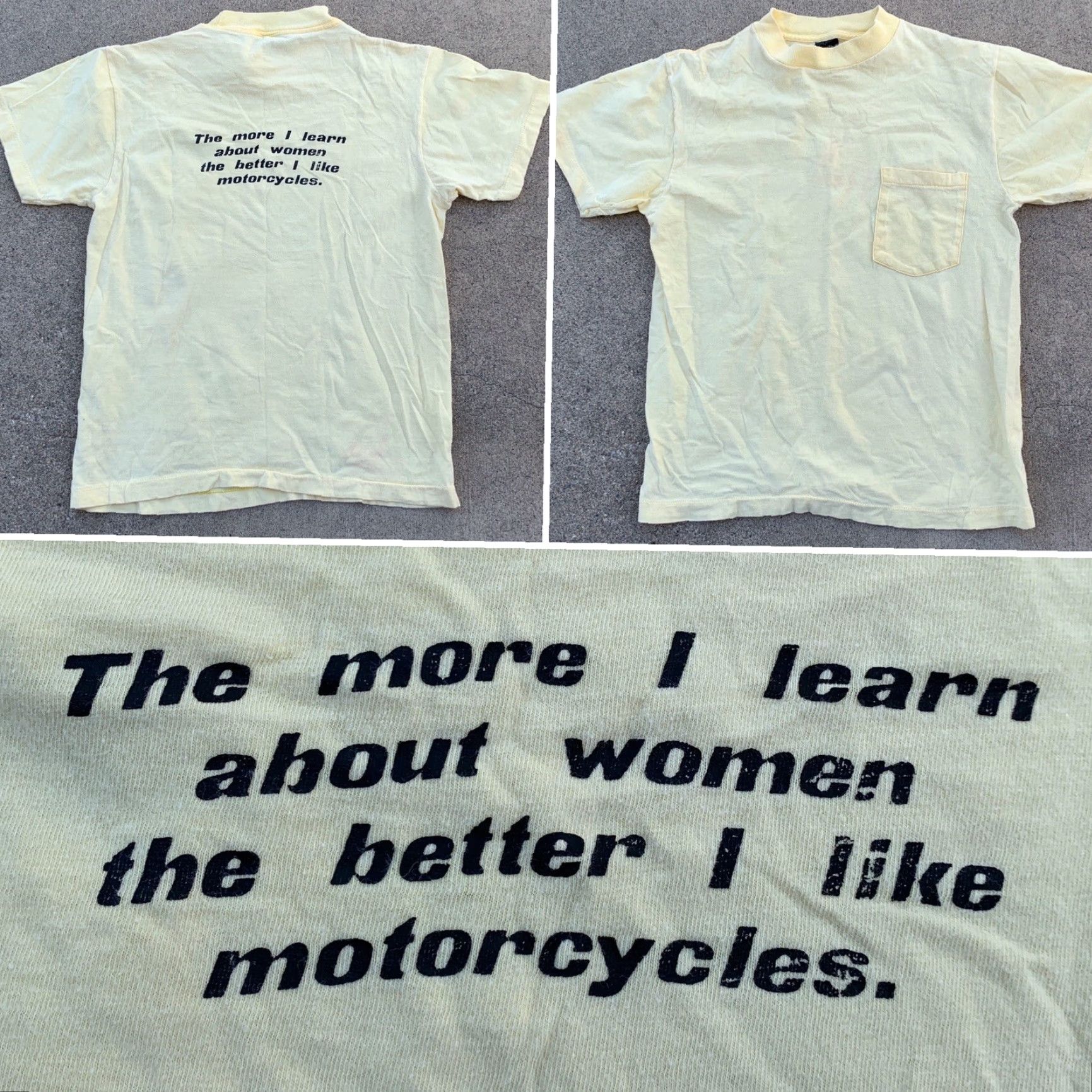 Anvil VINTAGE The More I Learn About Women The Better I Like Motorcycles T-Shirt M 70s Size M / US 6-8 / IT 42-44 - 6 Thumbnail