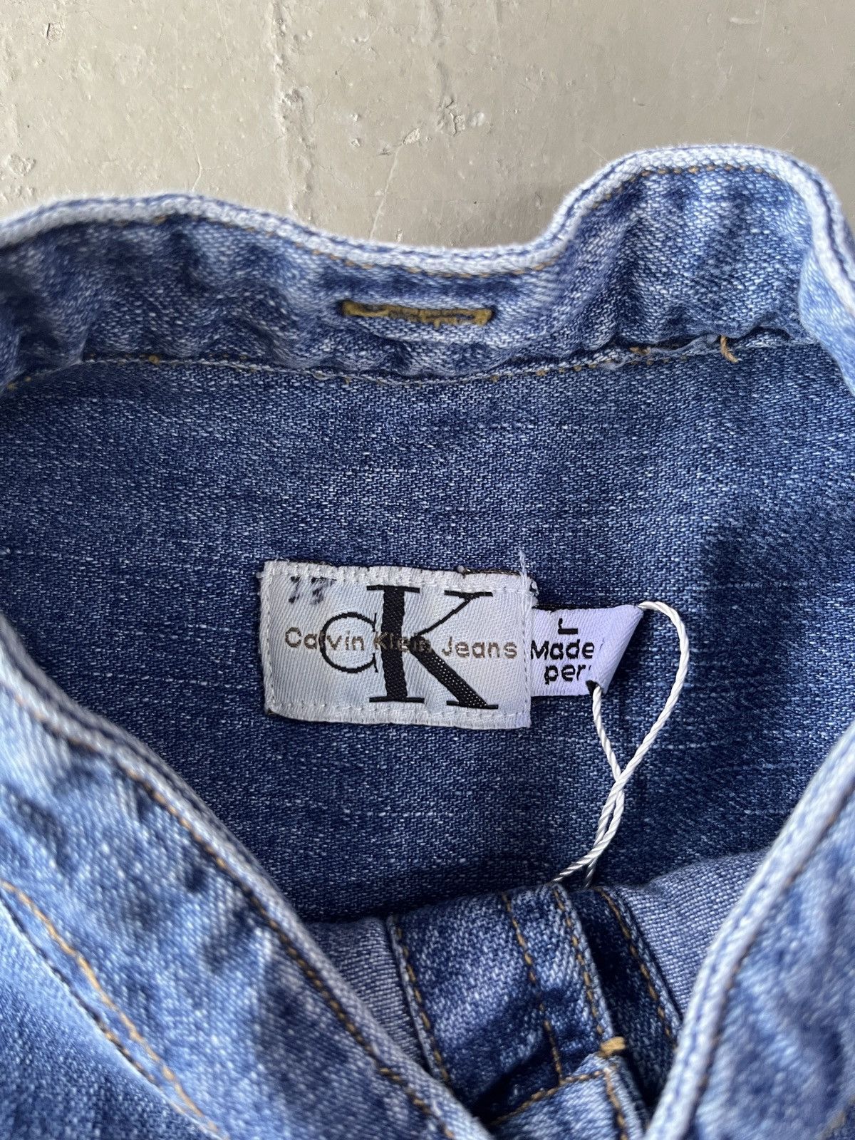 Calvin Klein Vintage Calvin Klein Indigo Denim Mandarin Collar Chambray Size US L / EU 52-54 / 3 - 7 Thumbnail