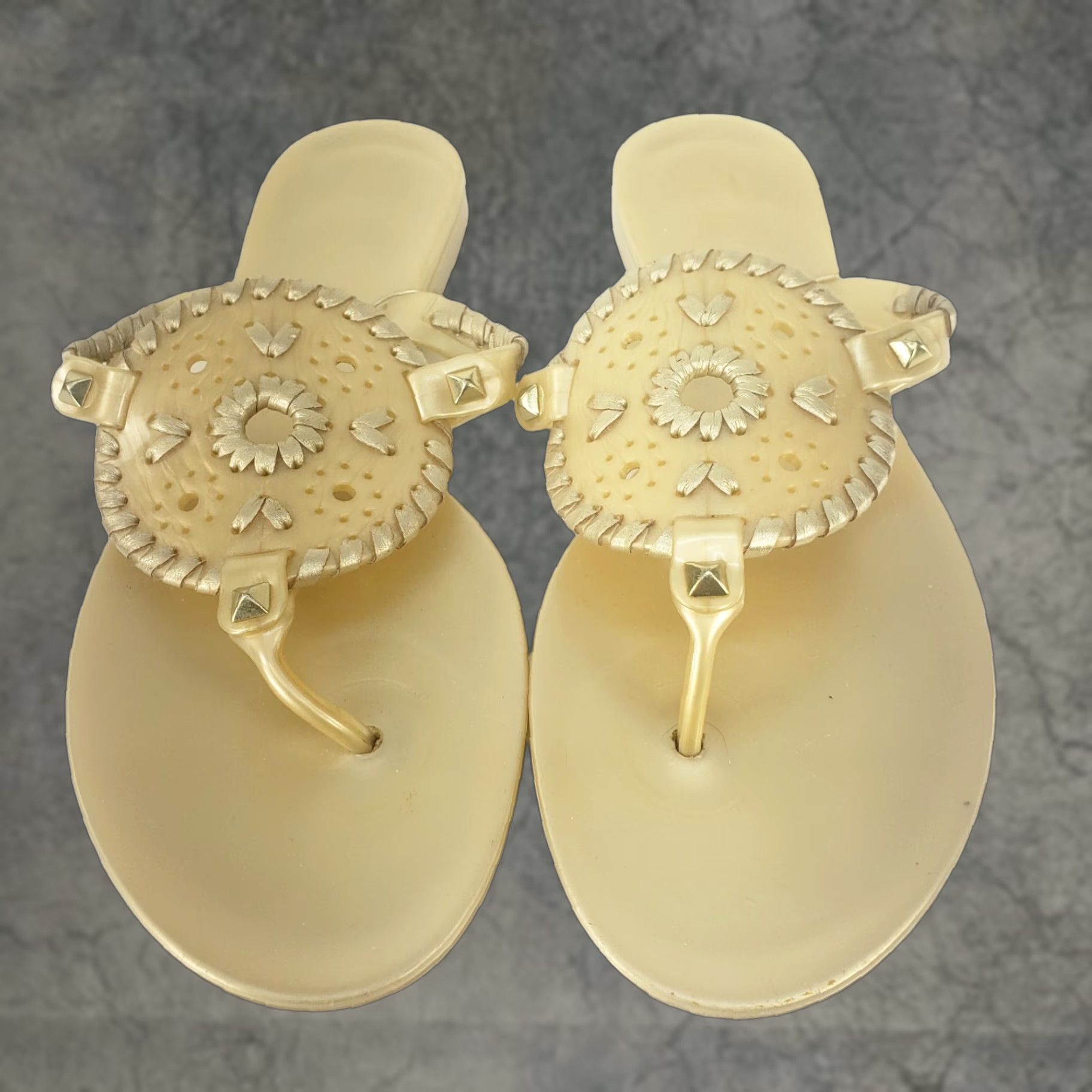 Jack Rogers JACK ROGERS Georgica Womens Sandal Slip-On Gold Jelly Whip Stitch Medallion Studded Flat Heel 7 US Womens Size US 7 / IT 37 - 1 Thumbnail