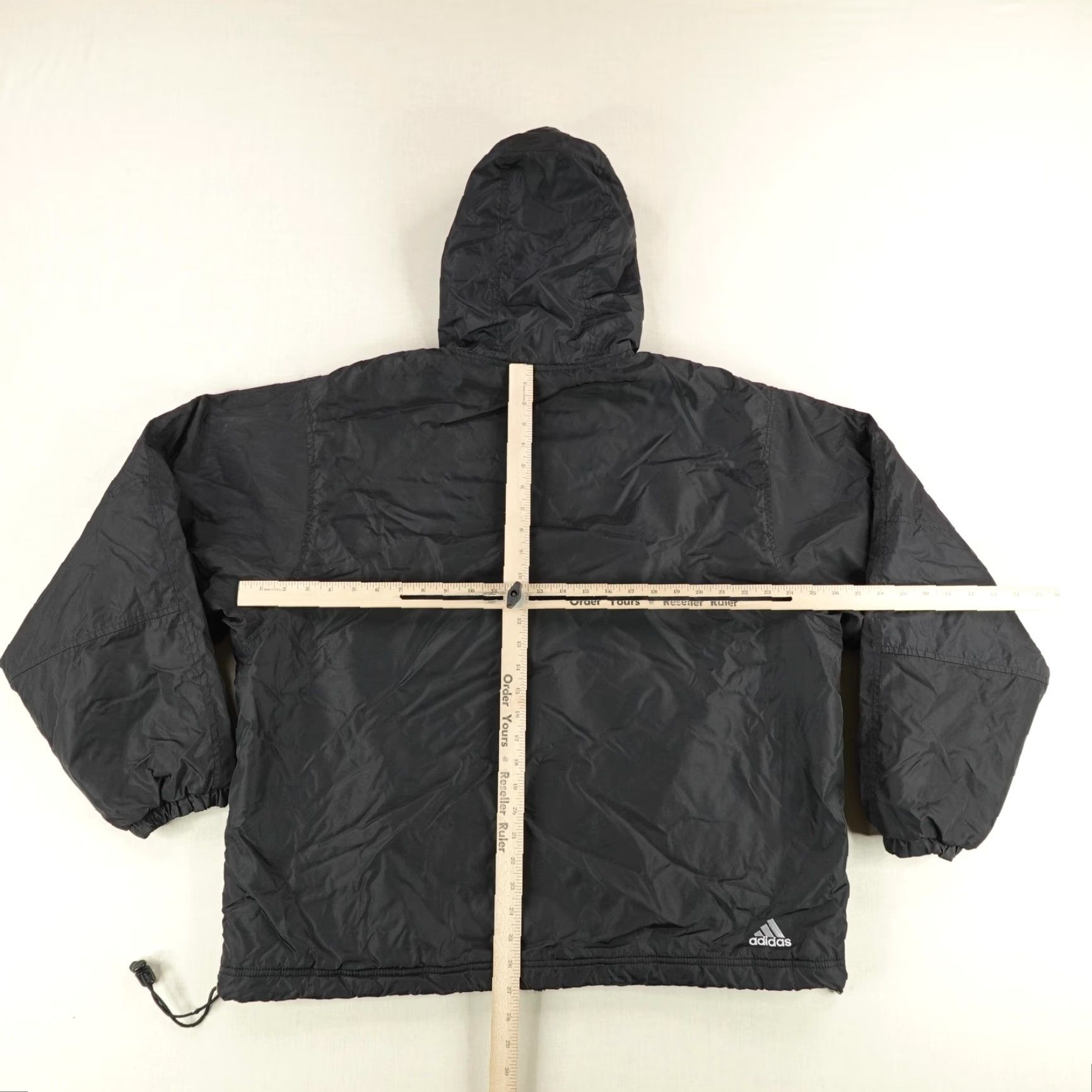 Adidas Vintage adidas Jacket Mens Large Black Hooded Quilted Windbreaker 90s Coat Nylon Size US L / EU 52-54 / 3 - 7 Thumbnail