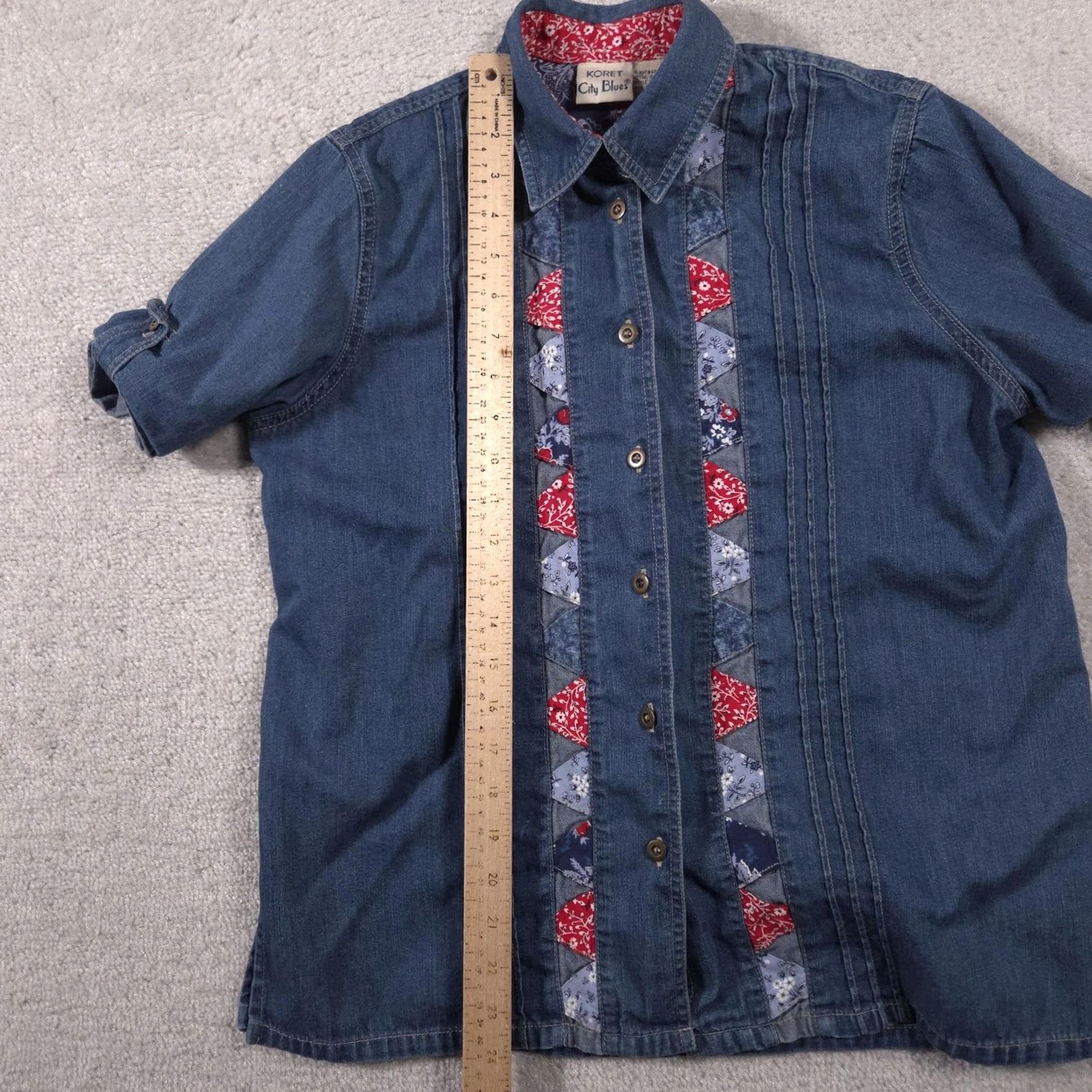 Vintage Koret City Blues Shirt Womens Small Denim Short Sleeve Button Front Patchwork Size S / US 4 / IT 40 - 6 Thumbnail