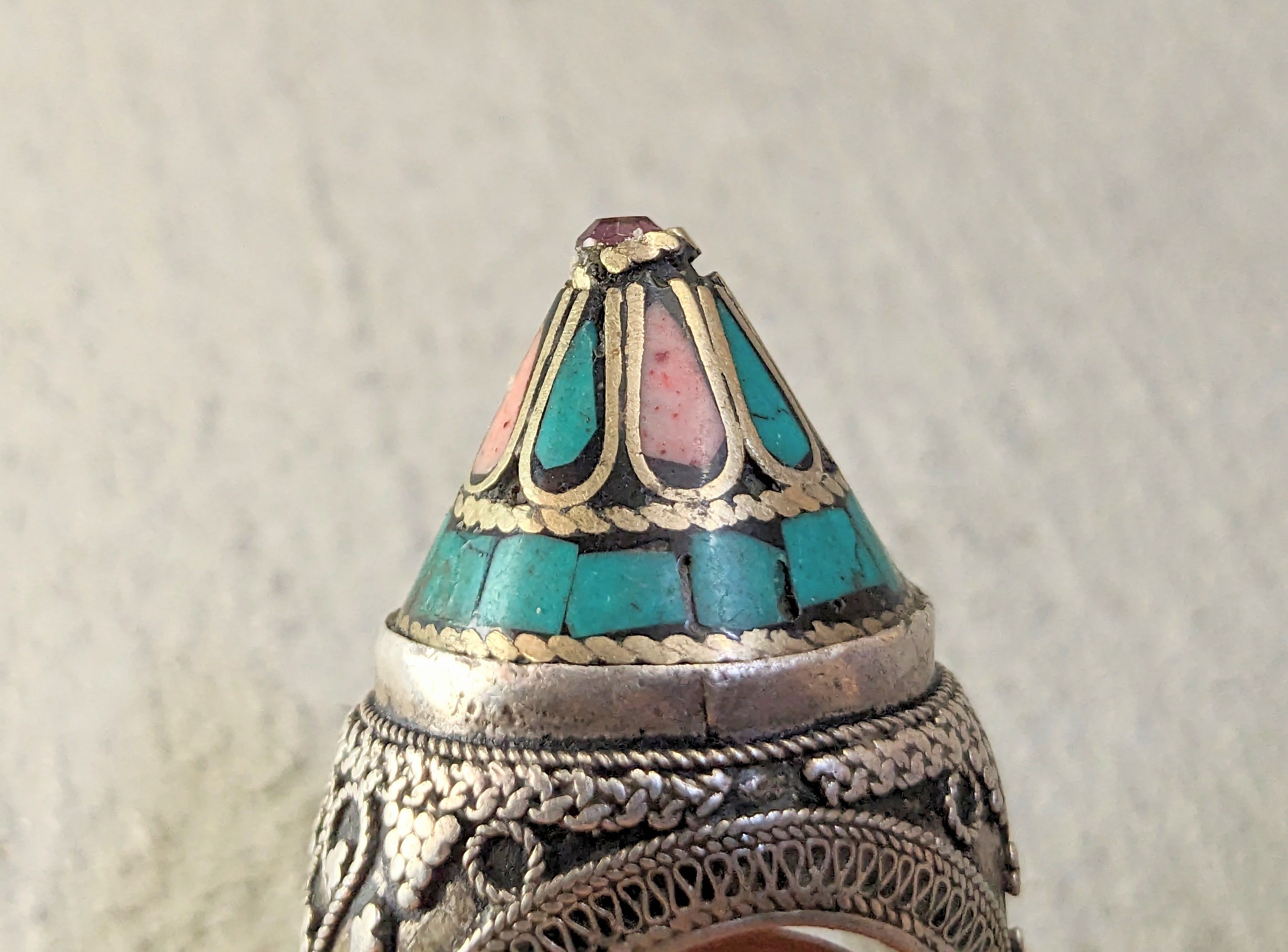 Jewelry Vintage Coral Turquoise Ring 8.5 Tribal Kuchi Afghanistan Size ONE SIZE - 9 Thumbnail