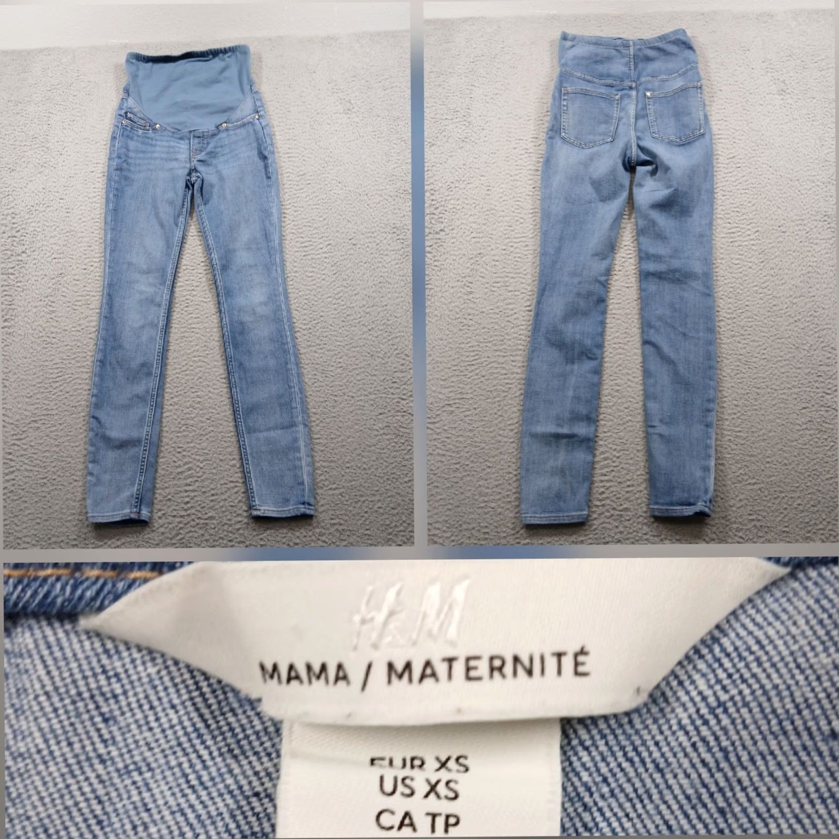 H&M H&M Mama Maternity Super Skinny Jeans XS Blue Light Wash Over Belly EUC Size 26" / US 2 / IT 38 - 2 Thumbnail