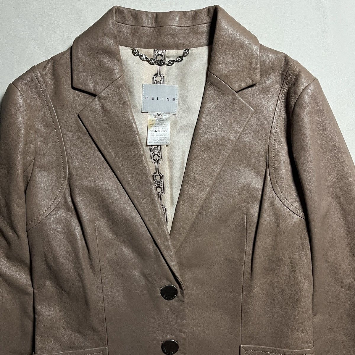 Celine Archival Celine Lambskin Leather Blazer Jacket Size XS / US 0-2 / IT 36-38 - 2 Thumbnail