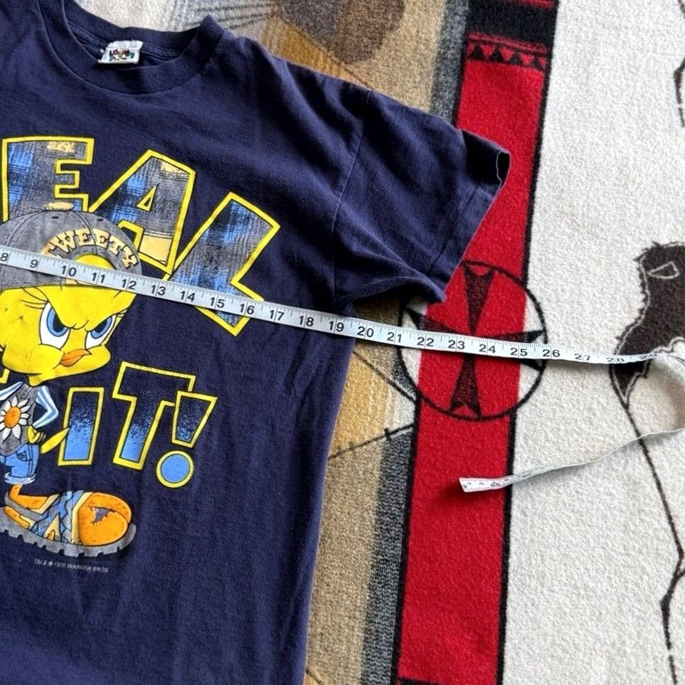 Vintage VINTAGE 90s Looney Tunes Tweety Bird “Deal Wit It!” T-Shirt Womens Large Blue Short Sleeve Regular Pattern Solid Size L / US 10 / IT 46 - 7 Thumbnail