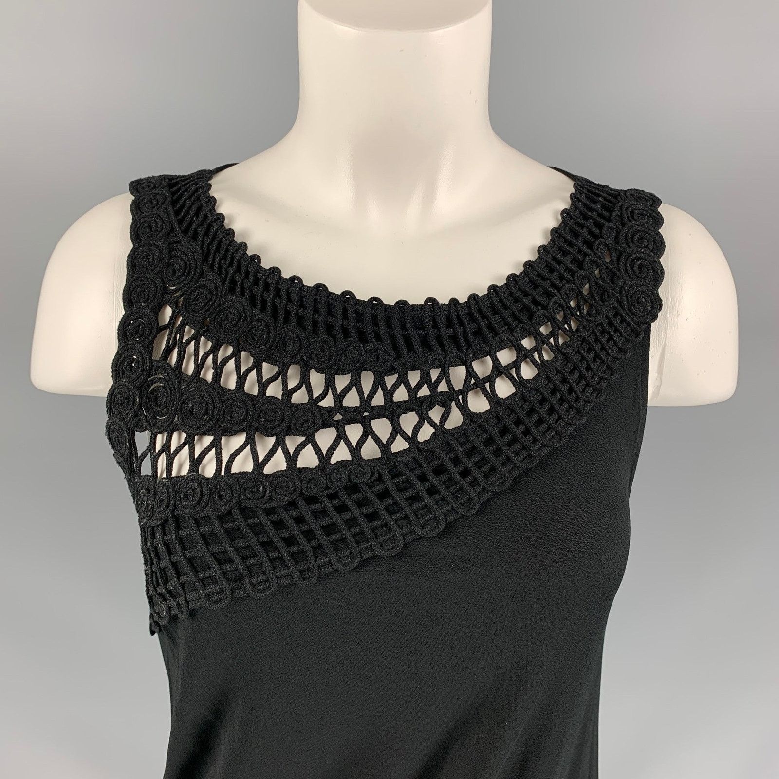 La Perla LA PERLA Black Jersey Crochet Sleeveless Cocktail Dress Size M / US 6-8 / IT 42-44 - 2 Thumbnail