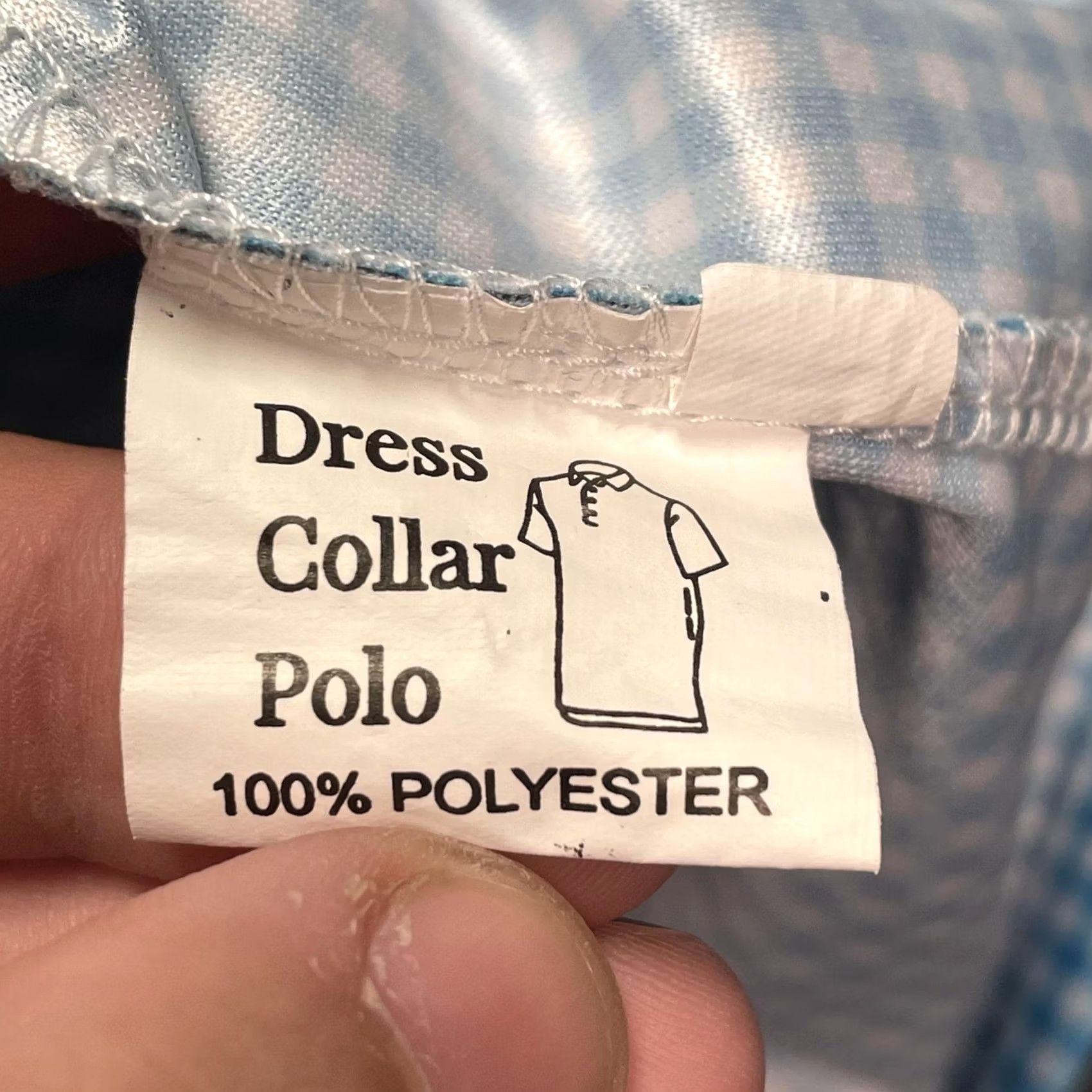 Vintage Collars & Co. Shirt Mens 2XL Blue Check Short Sleeve Polo Polyester Dress Collar Button-Up Shirt Size 48R - 5 Thumbnail