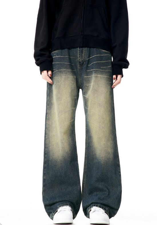 Vintage American washed men's vintage distressed loose casual jeans Size US 32 / EU 48 - 1 Thumbnail