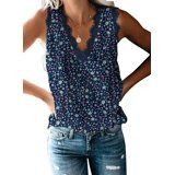 Other CCC Floral Sleeveless Blouse With Lace Trim V Neck Navy Size Size XL / US 12-14 / IT 48-50 - 10 Thumbnail