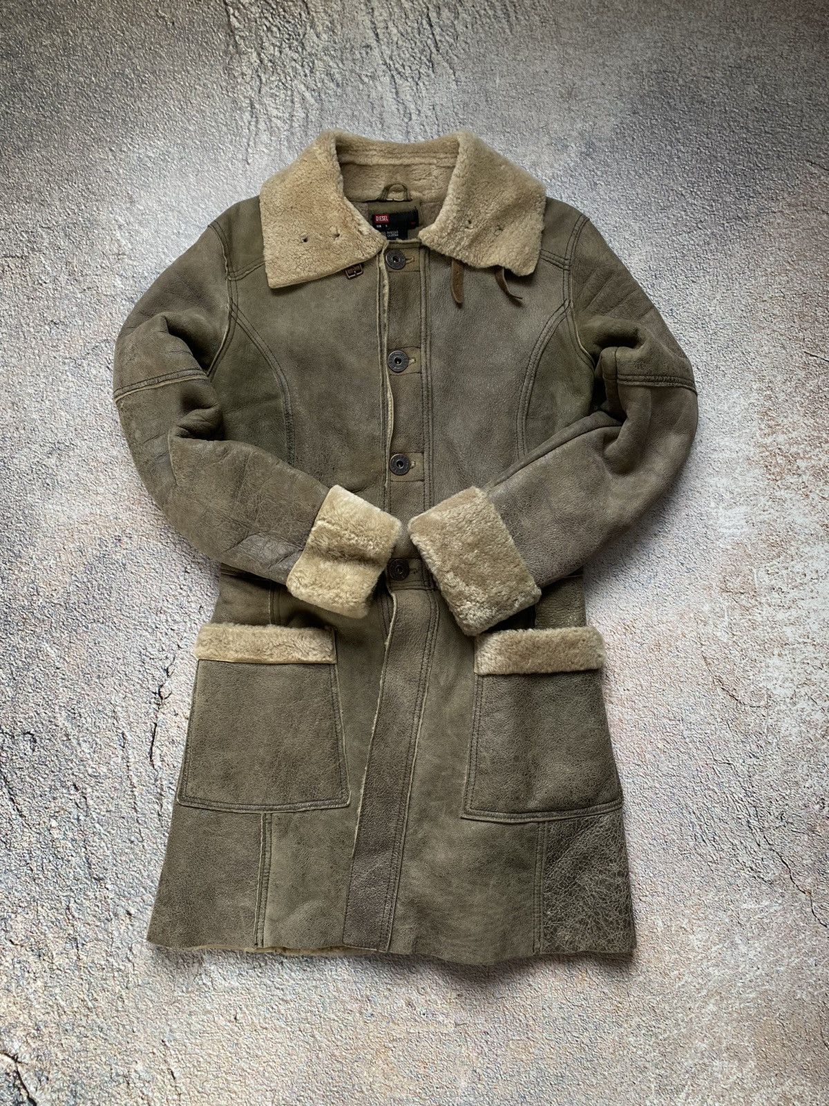 Diesel × Vintage Vintage jacket Diesel Sheepskin coat STAFF PIK Size S / US 4 / IT 40 - 1 Thumbnail