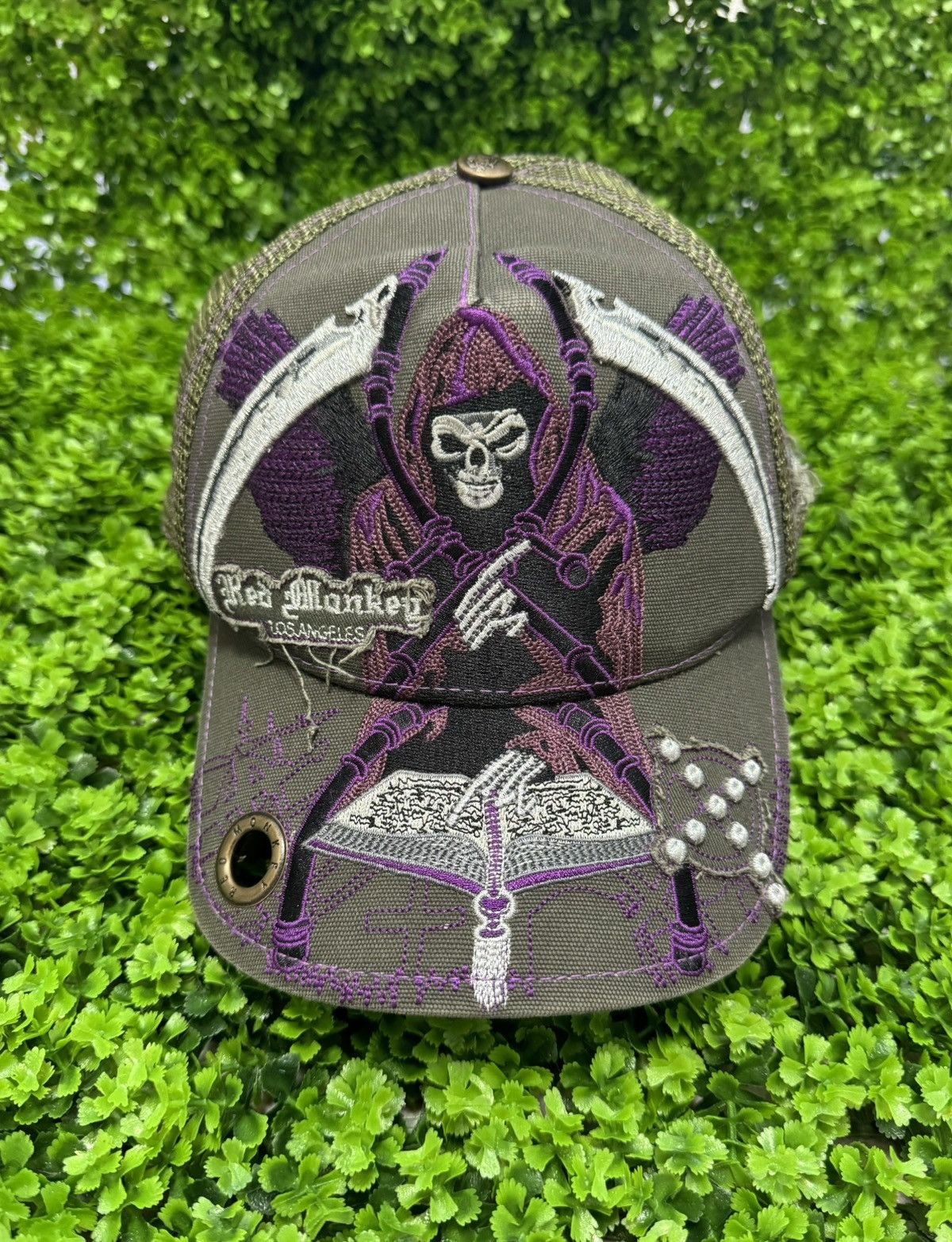 Japanese Brand × Red Monkey Red monkey Los Angels Japanese style Y2K trucker hat cap 🧢 Size ONE SIZE - 1 Thumbnail