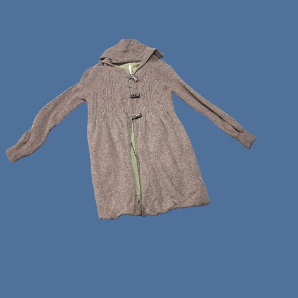 Free People Free People Sweater Womens Small Brown Wool Toggle Cardigan Cable Knit Longline Size S / US 4 / IT 40 - 1 Thumbnail