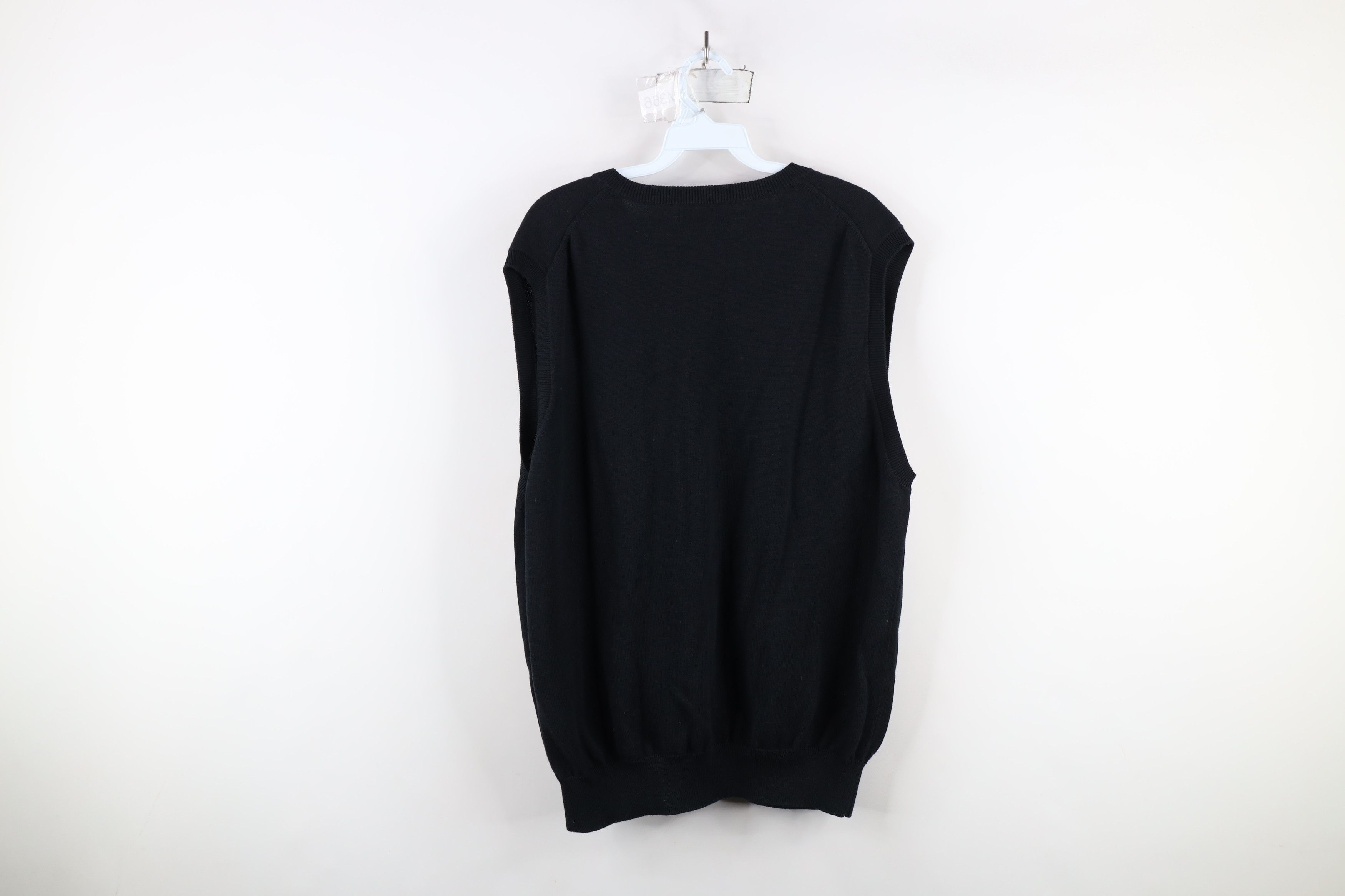 Vintage Vintage 90s Streetwear Blank Knit V-Neck Sweater Vest Black Size US L / EU 52-54 / 3 - 7 Thumbnail