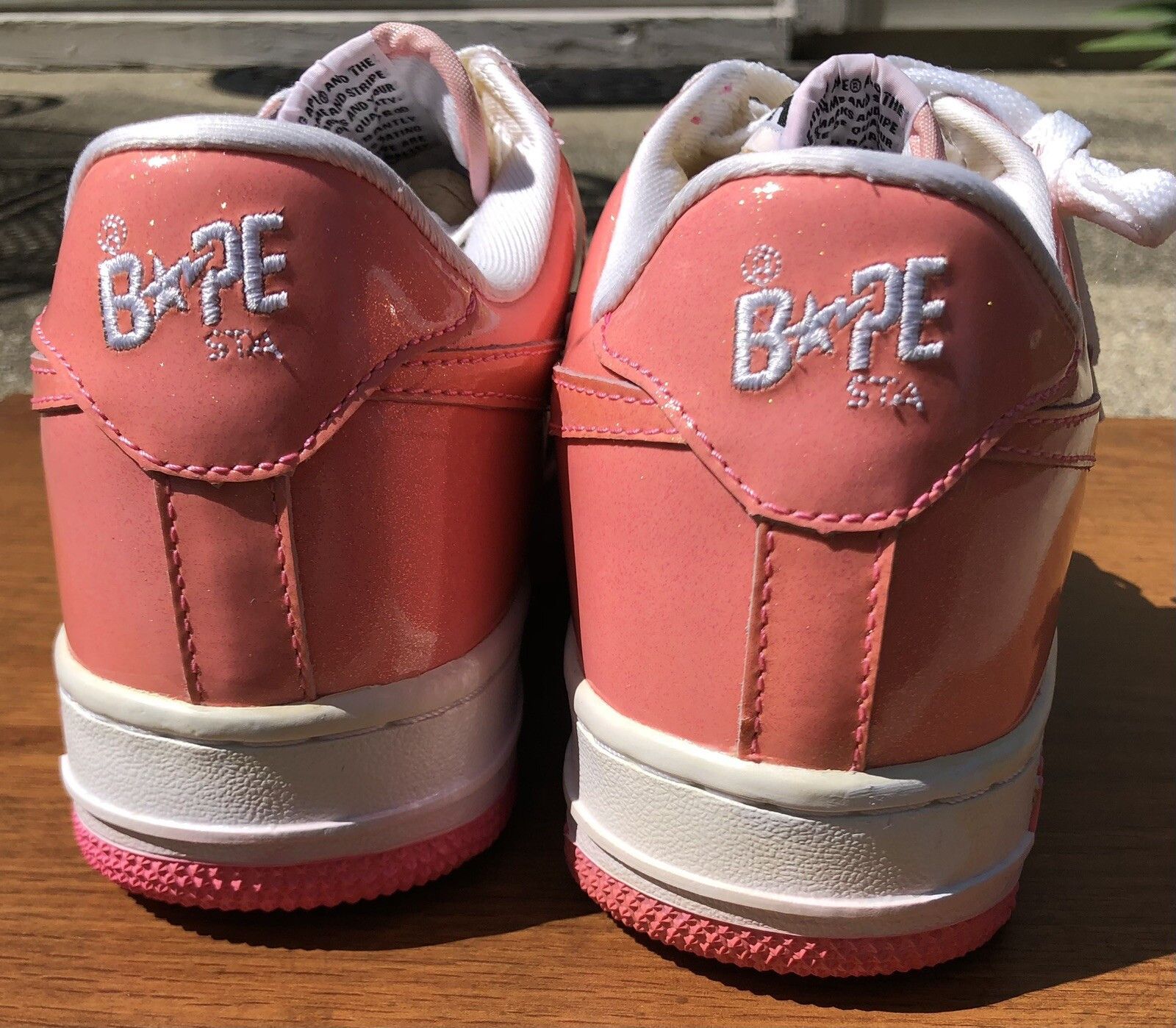 Bape Rare OG Pink / Tan Glitter Bapesta Size US 9 / EU 42 - 4 Thumbnail