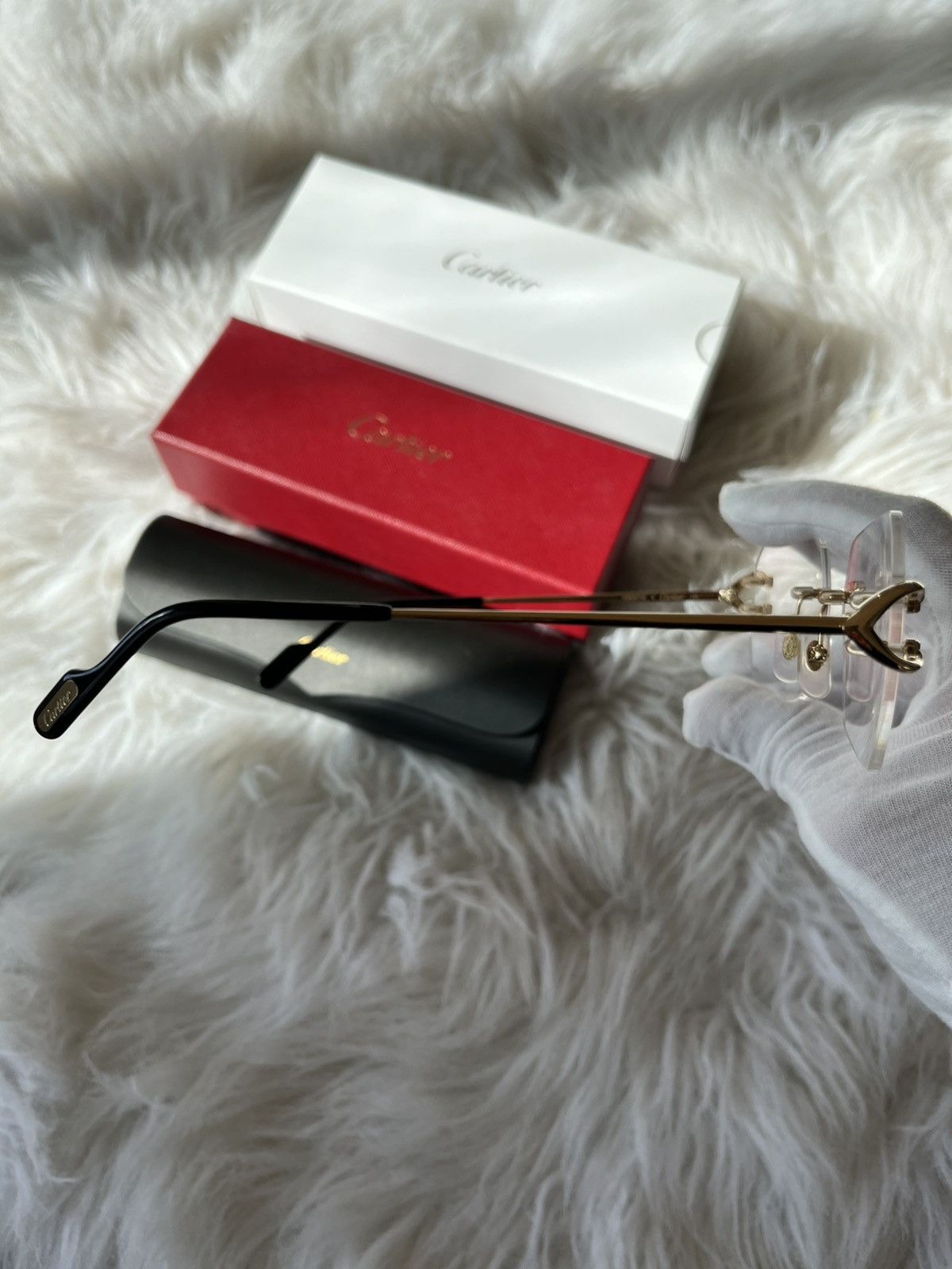 Cartier Cartier Big C’s Decor Clear Frame Gold Glasses Size ONE SIZE - 6 Thumbnail