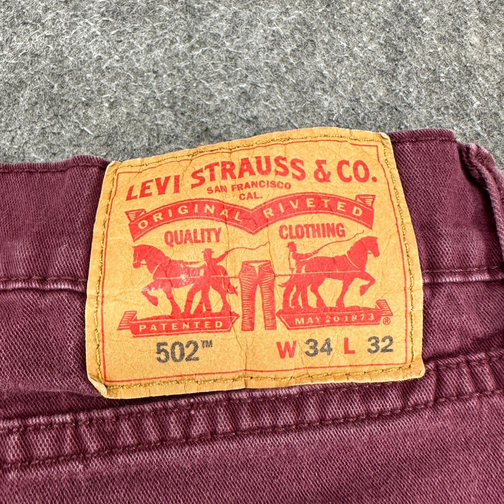 Levi's Levi's 502 Jeans Mens 34x32 Red Dark Wash Cotton Stretch Tapered Athletic Denim 5-Pocket Zipper Button Logo Patch Vintage No Size US 34 / EU 50 - 3 Thumbnail