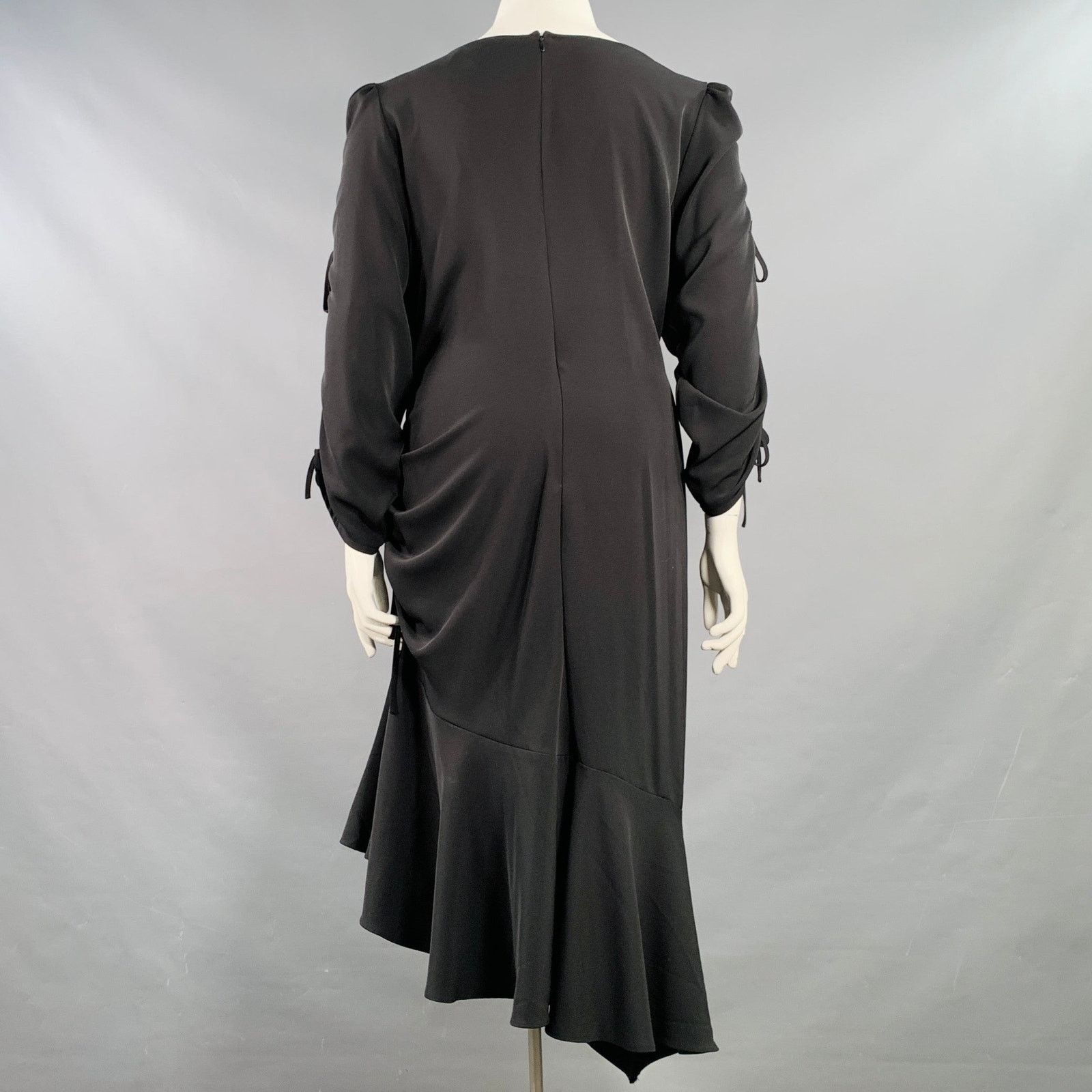 Rodarte Size 18 Black Polyester Blend Ruched Asymmetrical Dress Size XXL / US 16-18 / IT 52-54 - 4 Thumbnail