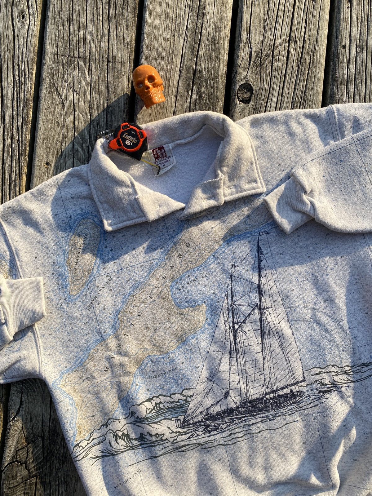 Vintage 90s New Jersey sailing map sweatshirt sz M Size US M / EU 48-50 / 2 - 2 Thumbnail