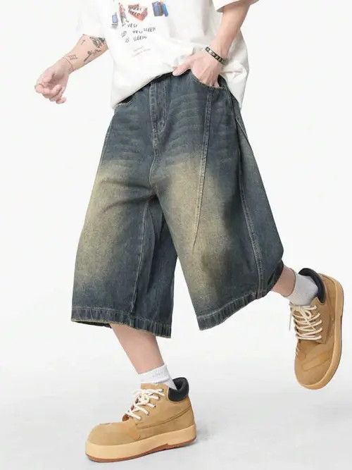Japanese Brand WASHED vintage Y2K denim jorts OPIUM Size US 34 / EU 50 - 1 Thumbnail