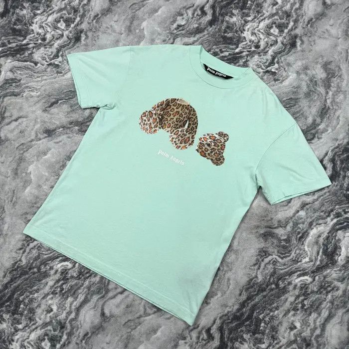 Palm Angels Palm Angels Leopard Bear T-Shirt Men Size M Green Mint Size US M / EU 48-50 / 2 - 1 Thumbnail