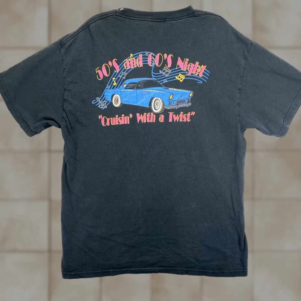 Delta VINTAGE Royal Caribbean T-Shirt 50s Cars Mens Large Faded Black Graphic Classic Music Size US L / EU 52-54 / 3 - 1 Thumbnail