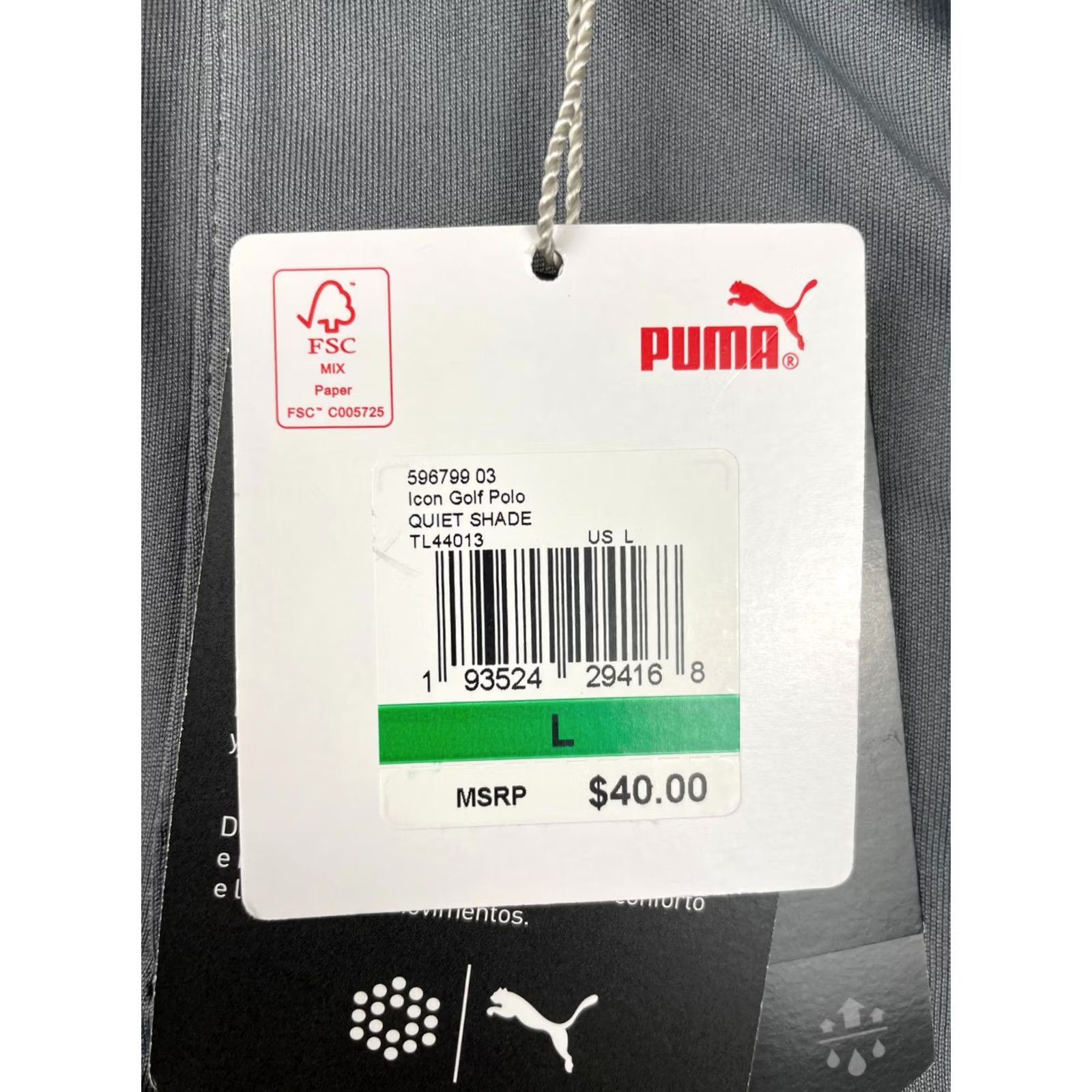 Puma PUMA Golf Polo Shirt Mens L Gray Drycell Relaxed Performance Fit Shirt Short Sleeve Polo Logo Blend Fabric Sports So​lid Color-Gray Size US L / EU 52-54 / 3 - 7 Thumbnail