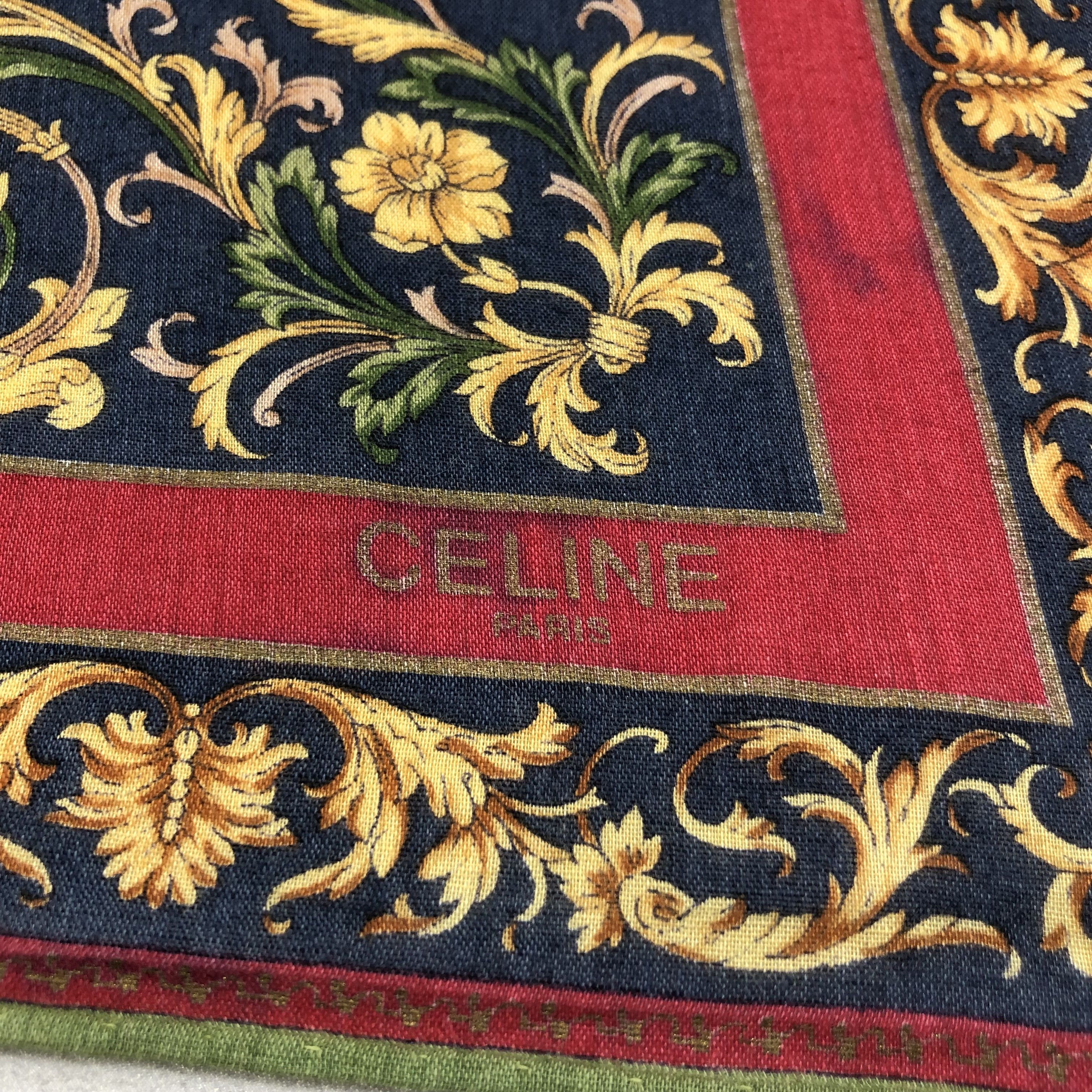 Celine × Vintage Celine Hand Rolled Handkerchief Neckerchief Bandana H1716 Size ONE SIZE - 4 Thumbnail