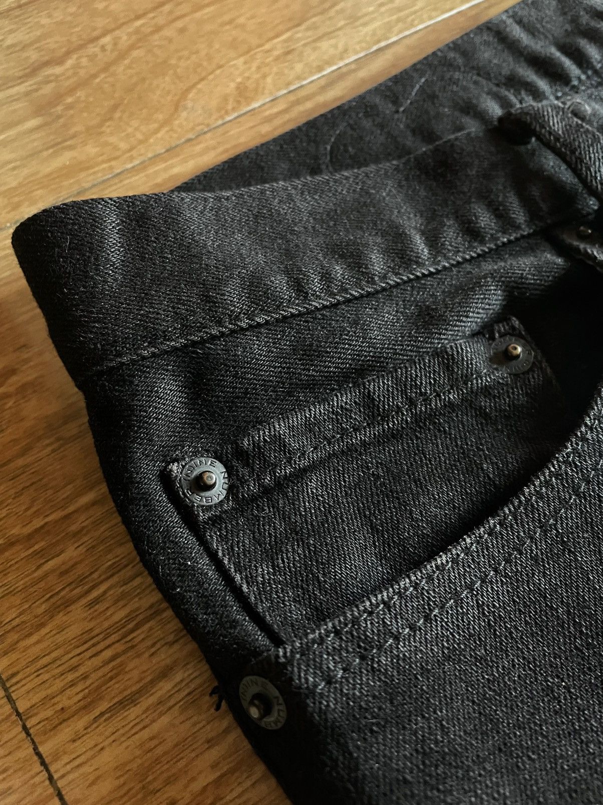 Number (N)ine Number (N)ine AW06 Noir “PAIN” Crying Heart Coated Denim Size US 32 / EU 48 - 3 Thumbnail