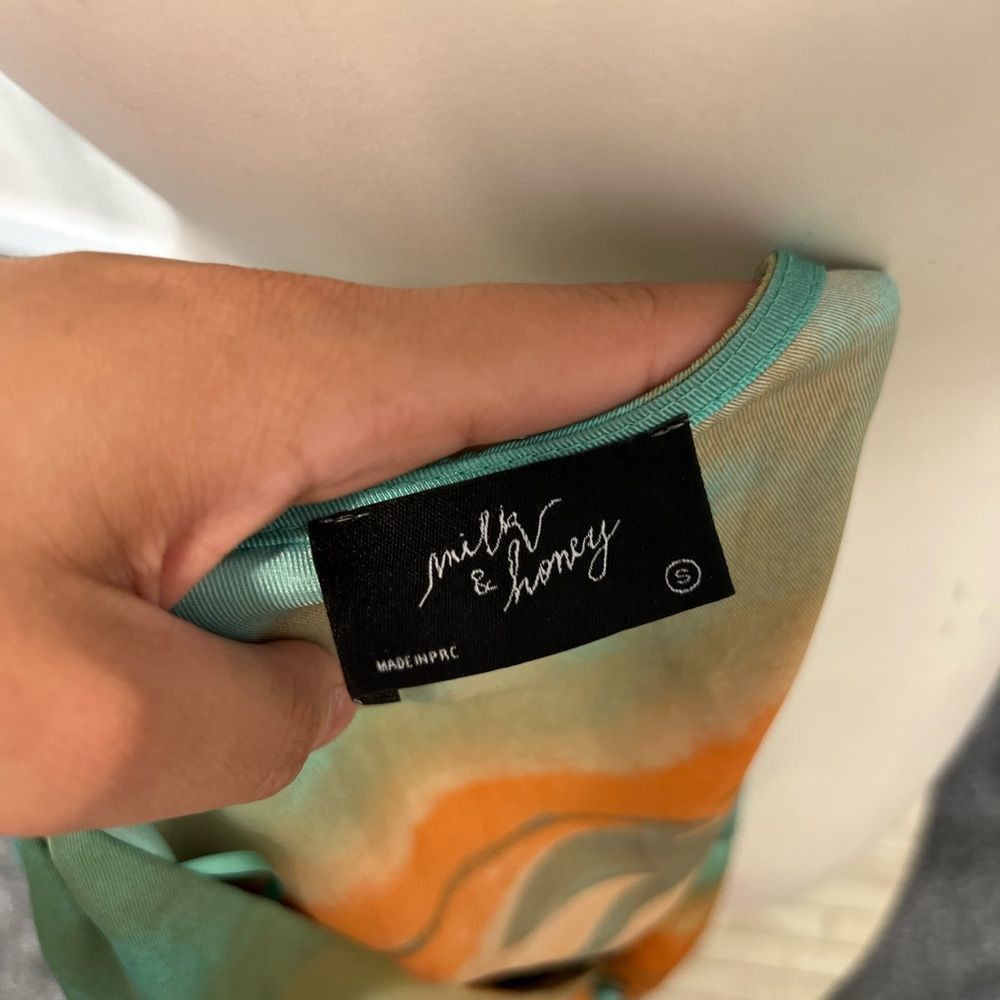 Other Milk & Honey Tie Dye Crop Top Small Long Sleeve Button Front Size S / US 4 / IT 40 - 4 Thumbnail