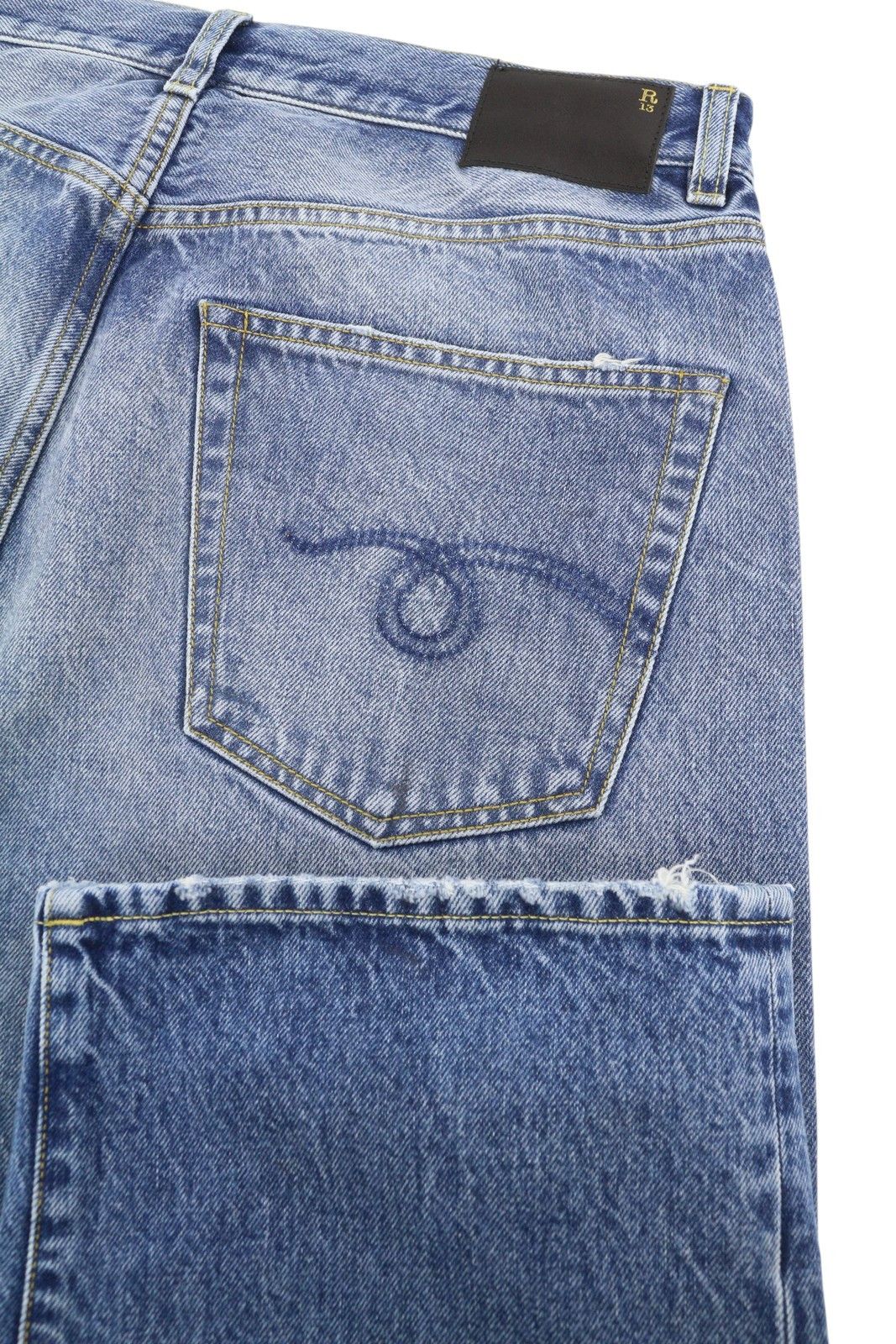 R13 CUFFED X-BF 29 Jasper Faded Denim 87200 Size 29" - 5 Thumbnail