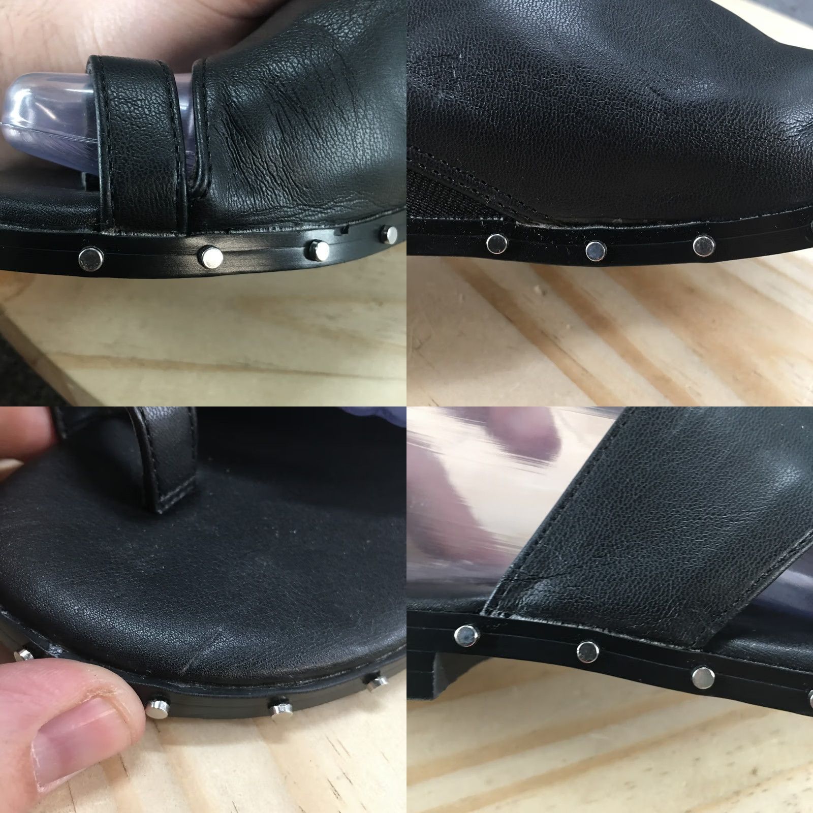 Bar III Bar III Sandals Women 6.5M Hattie Thong Black Faux Leather Studded Casual NEW Size US 7 / IT 37 - 9 Thumbnail