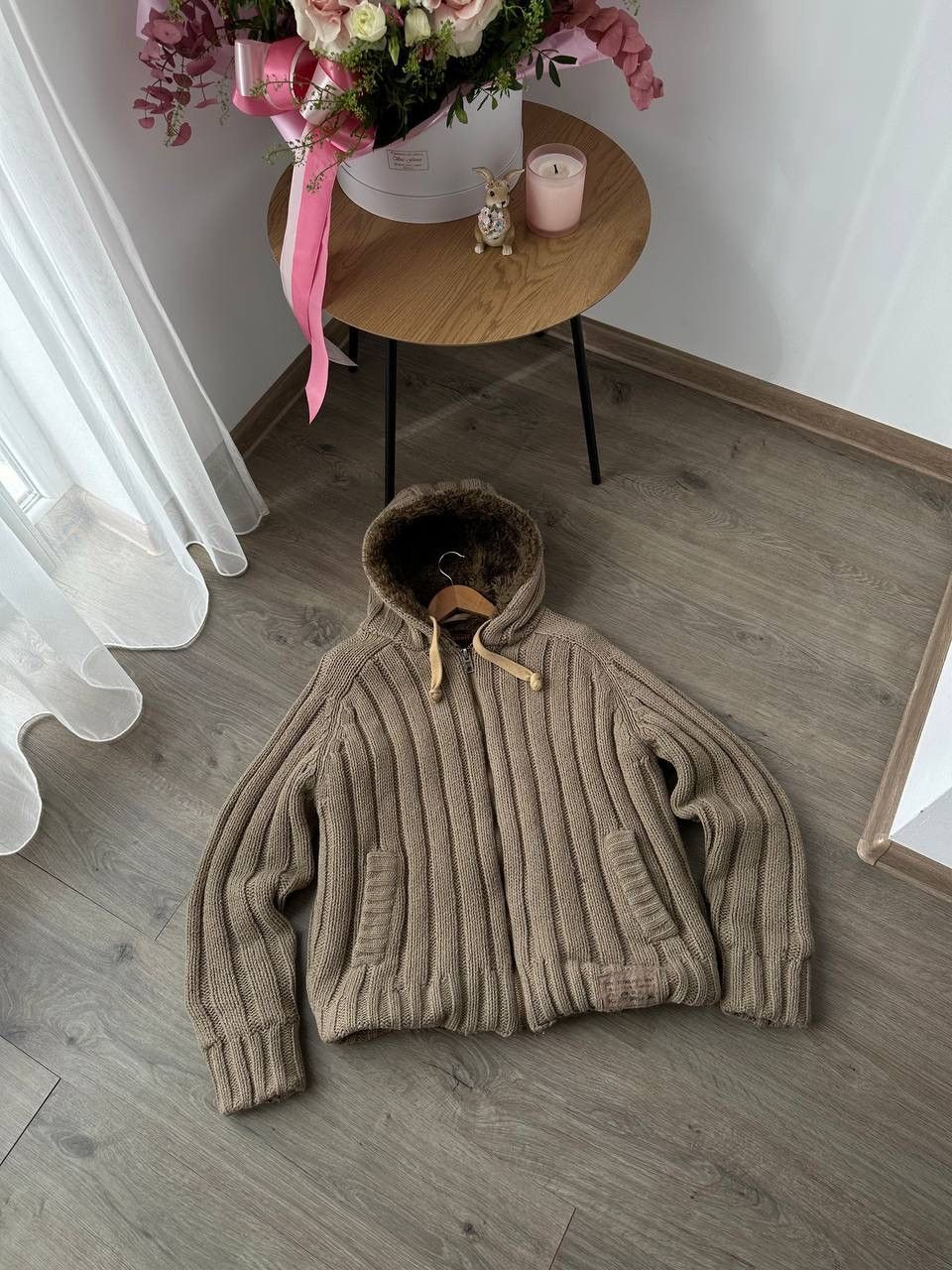 Japanese Brand × Schott × Vintage Vintage Schott NYC Faux Fur Beige Ribbed Knit Sweater Jacket Size US M / EU 48-50 / 2 - 3 Thumbnail