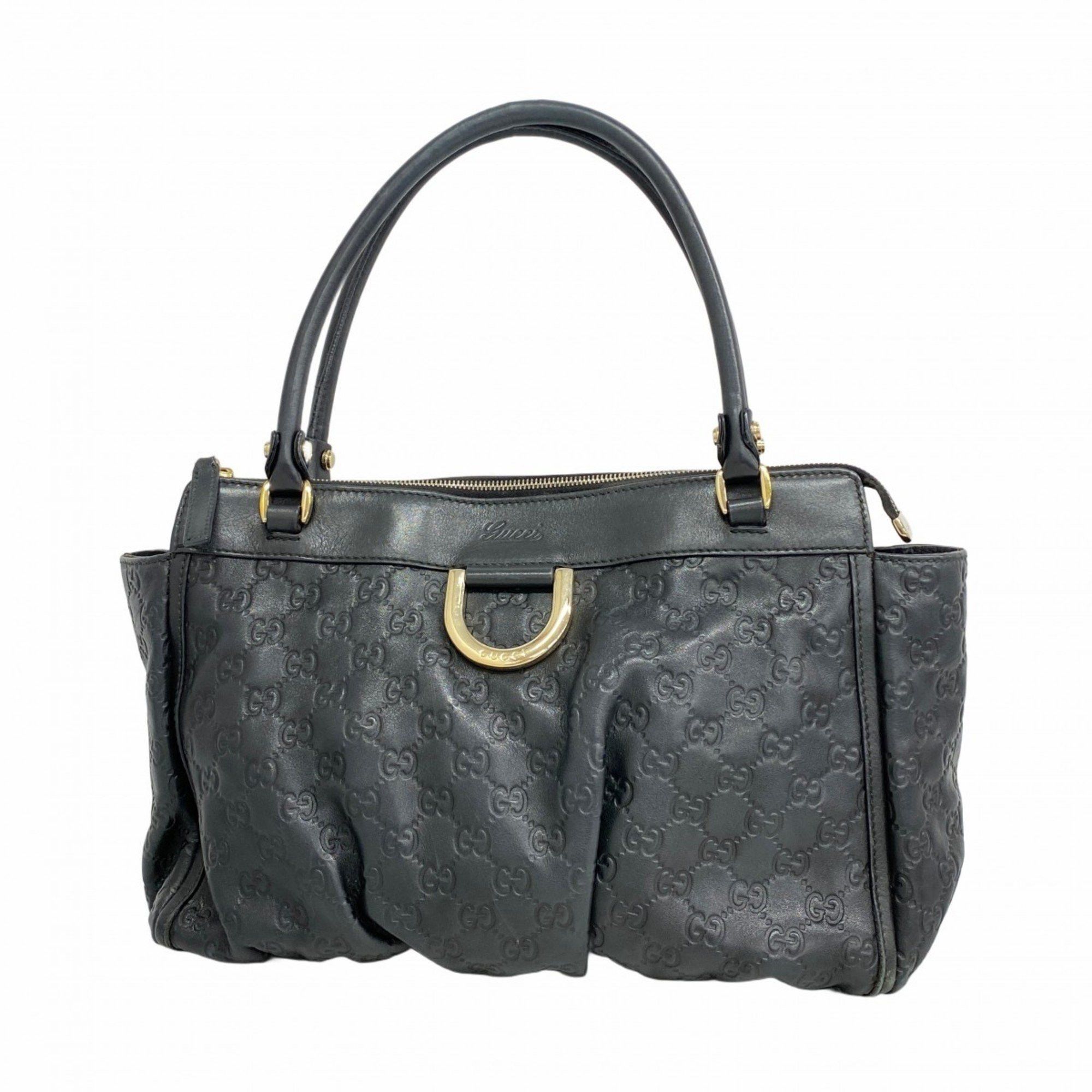 Gucci Tote Bag Guccissima Abby 189831 Leather Black Champagne Ladies, Women's