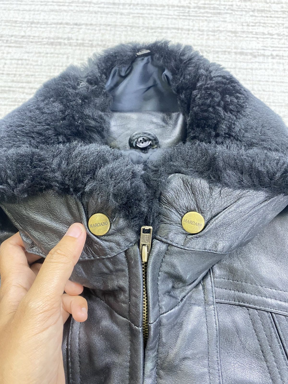 Japanese Brand × Vintage Vintage Marciano Rare Mink Fur Black Leather Jacket Size US L / EU 52-54 / 3 - 9 Thumbnail