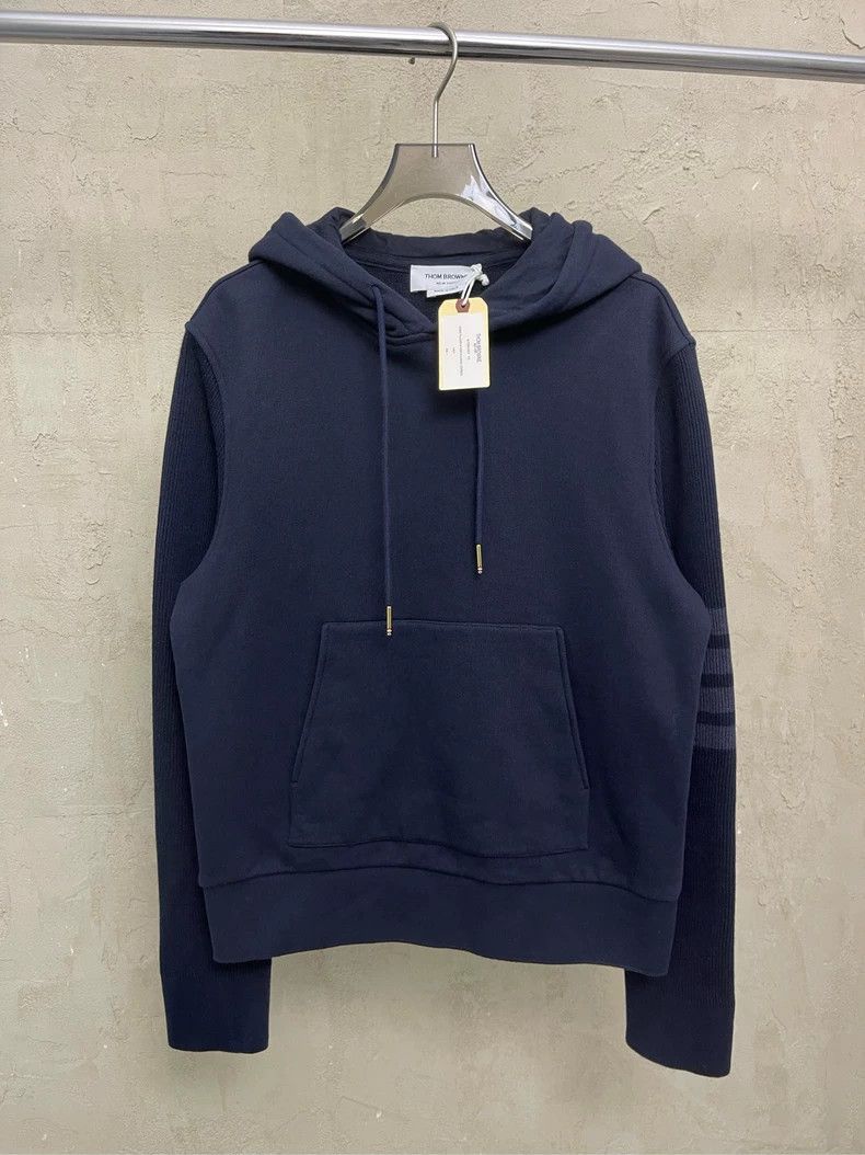 Thom Browne Thom browne Dark blue four-striped high-end line hooded swe Size US S / EU 44-46 / 1 - 1 Thumbnail