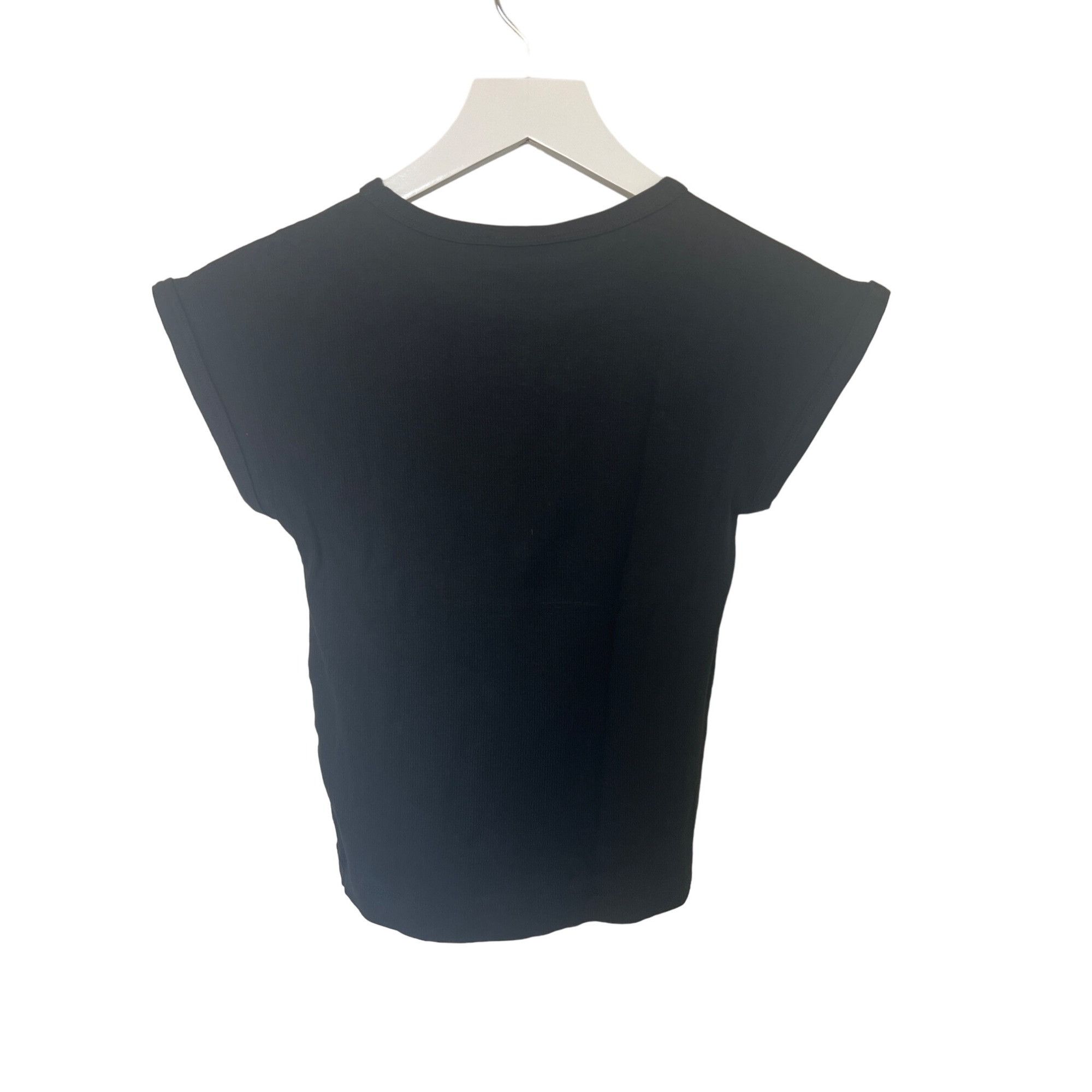 Zara Zara Ribbed Fitted Semi Cropped Black Tee Size S / US 4 / IT 40 - 3 Thumbnail