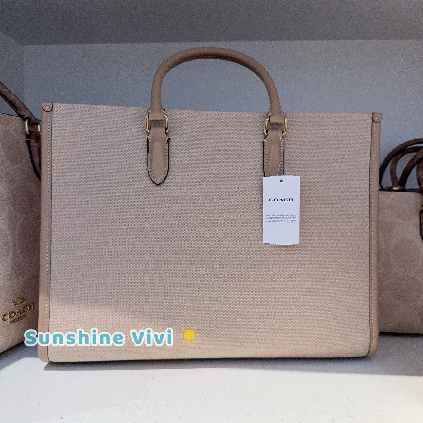 Coach NWT Coach Maggie Tote Bag Colorblock Dark Natural CAK59 Size ONE SIZE - 3 Thumbnail